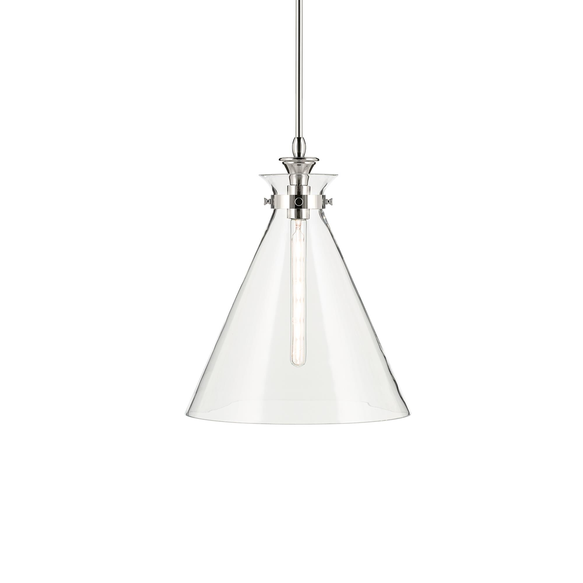 Shown in Polished Nickel finish and Clear glass