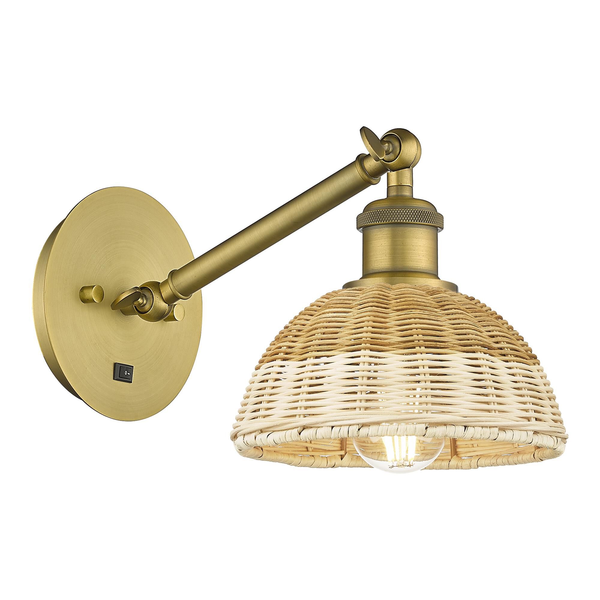Shown in Brushed Brass finish and Natural shade