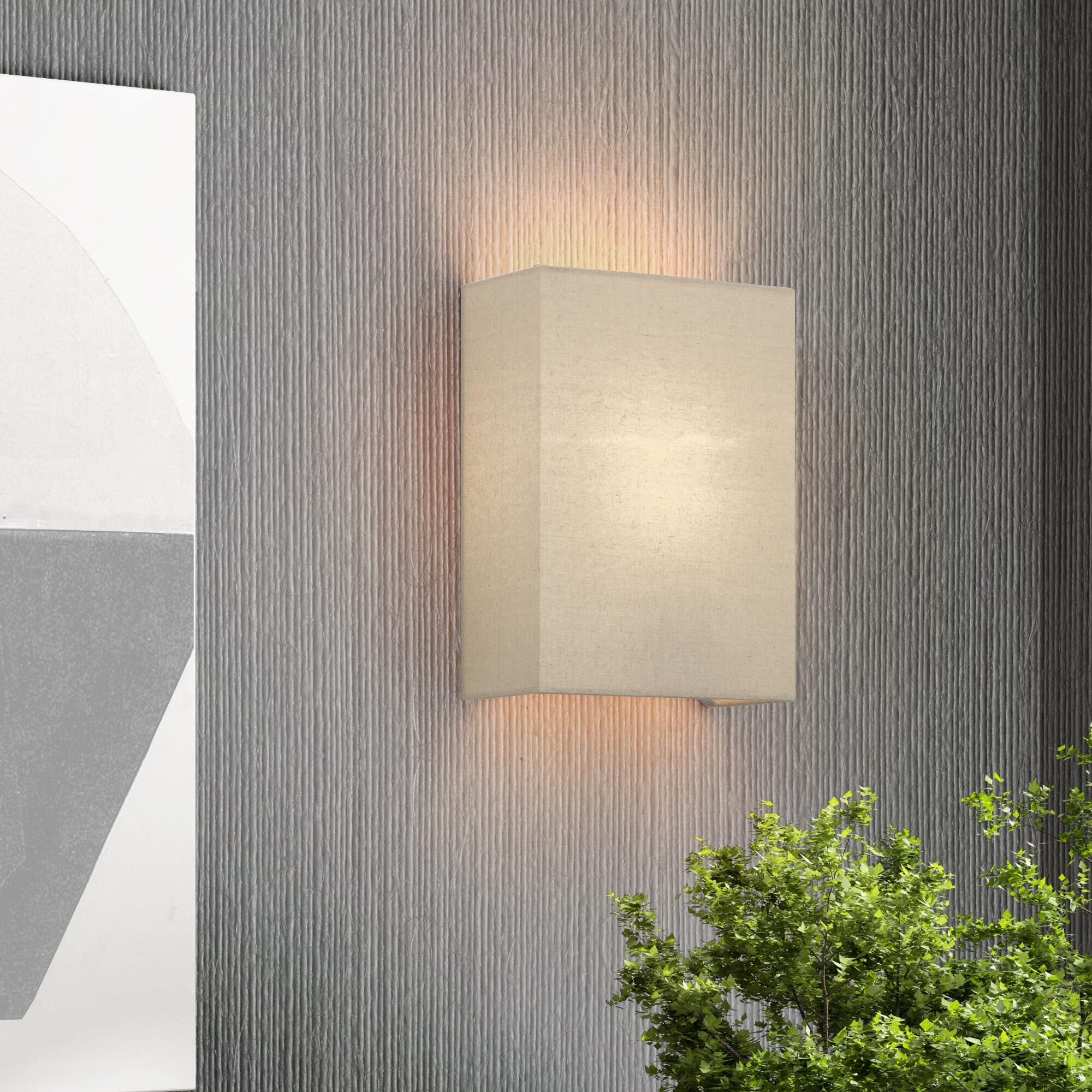 Shown in Antique Gold Leaf finish and Hand Crafted Parchment Color Hardback Fabric with White Color Inside shade