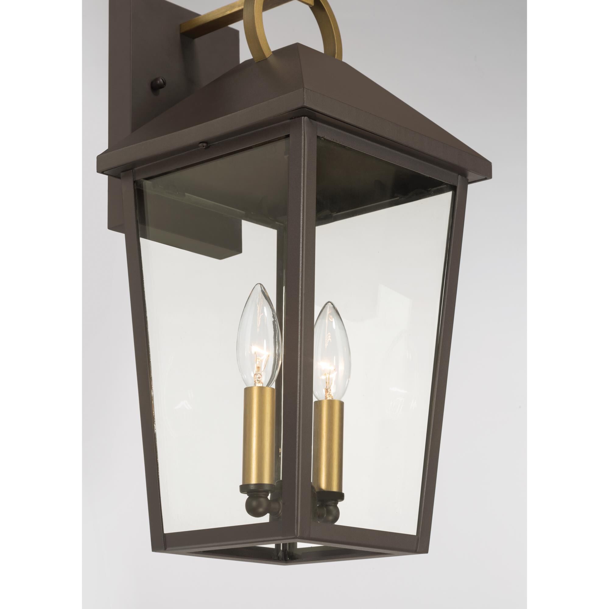 Shown in Painted Legacy Brass and Dark Bronze finish and Clear glass