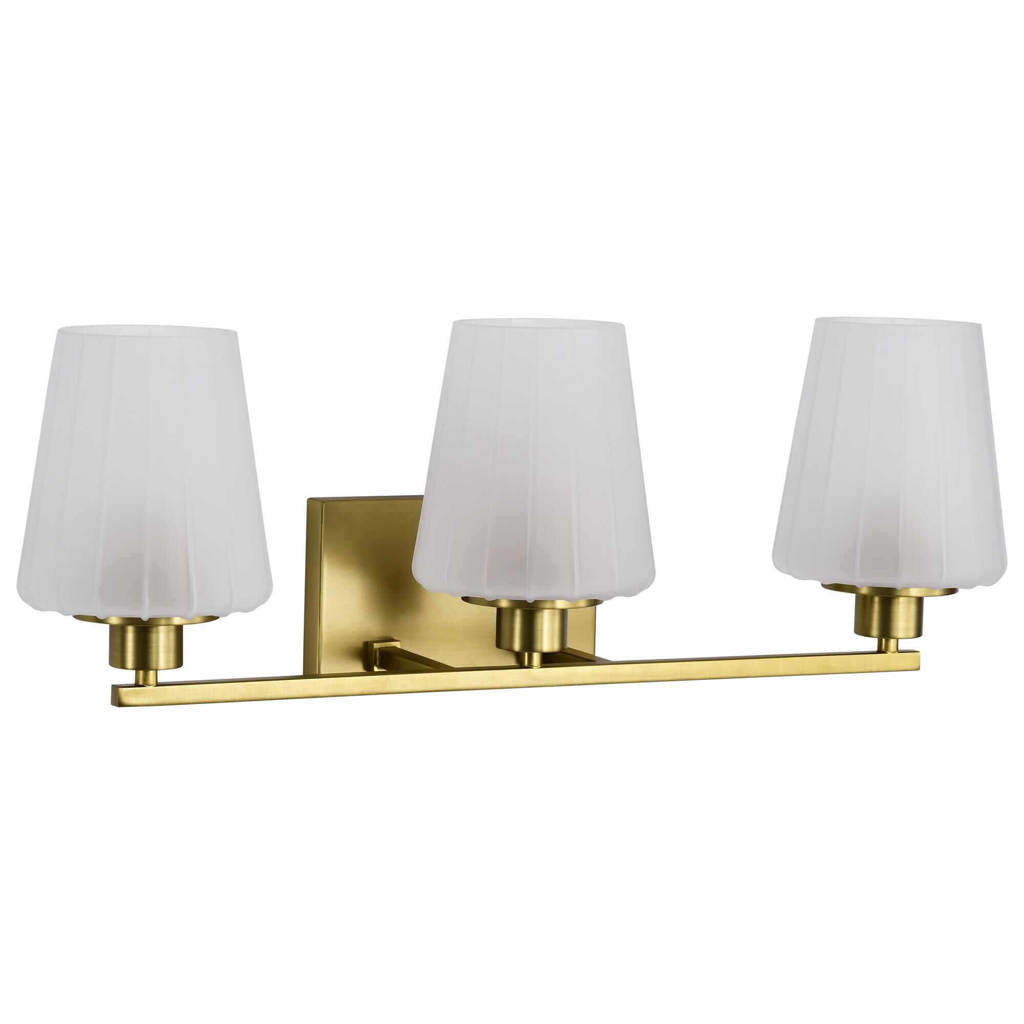 Shown in Vintage Brass finish and Etched White glass