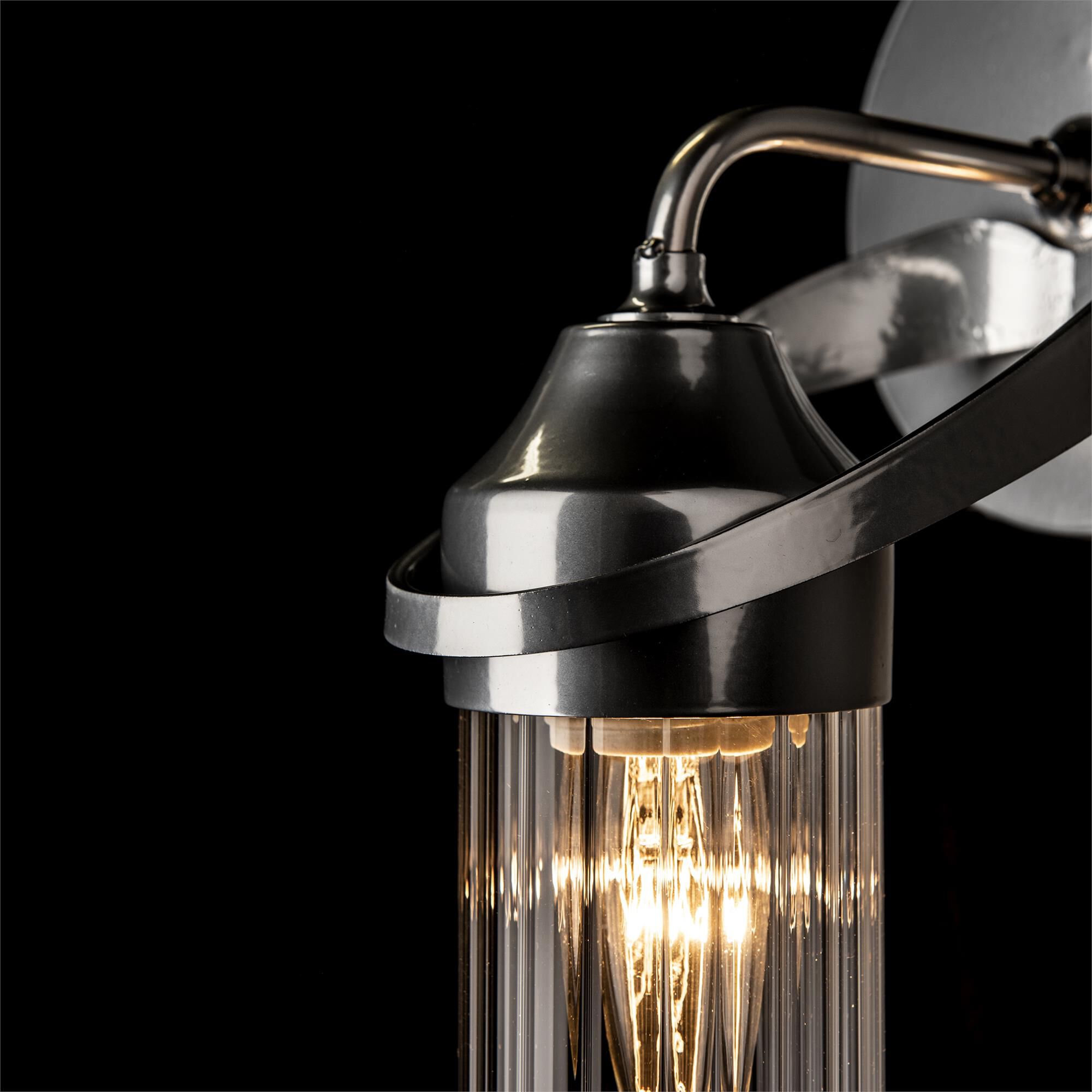 Shown in Sterling finish and Clear Fluted glass