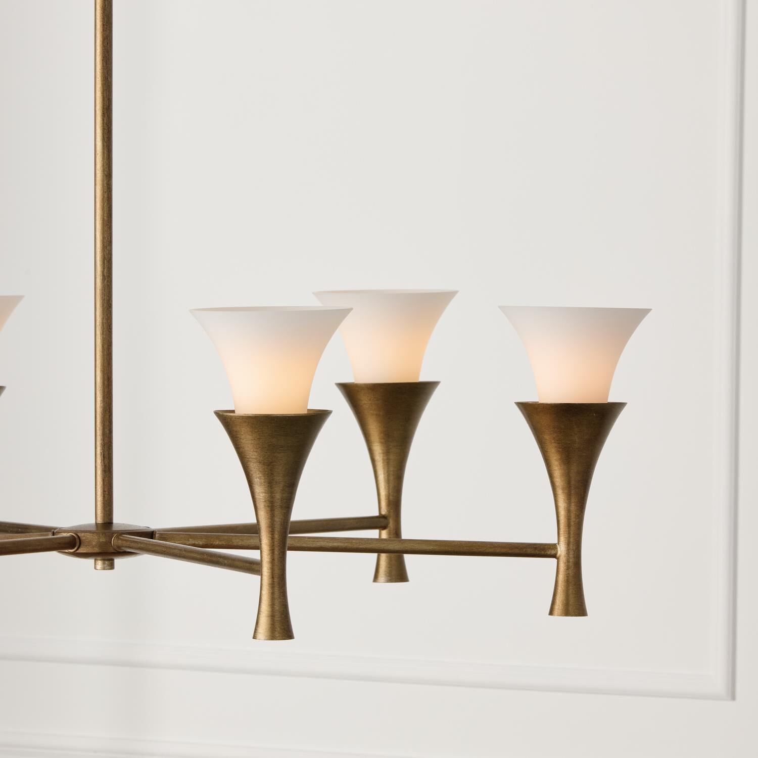 Shown in Mystic Luster finish and Soft White glass