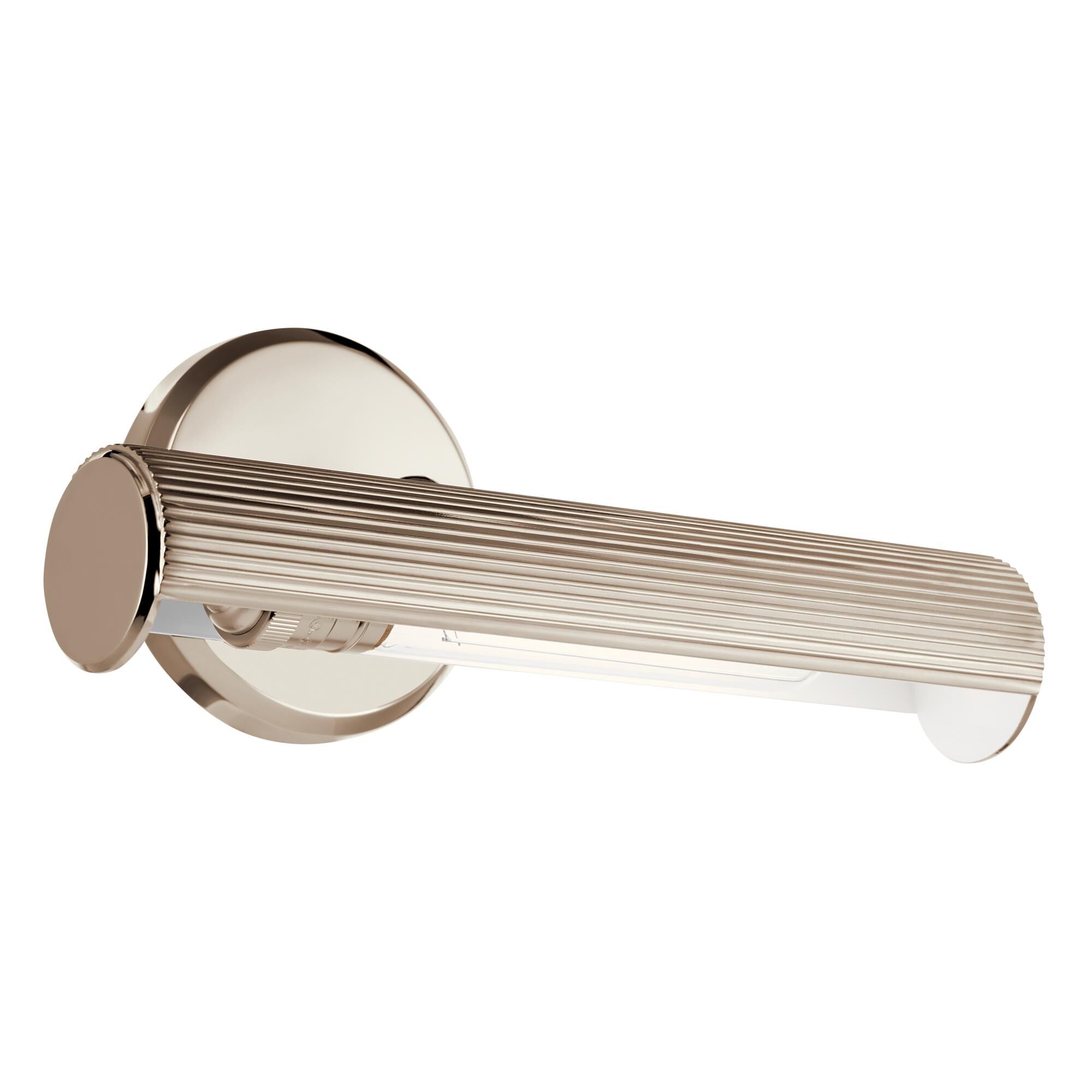 Shown in Polished Nickel finish and Metal,Cylinder,Ribbed shade