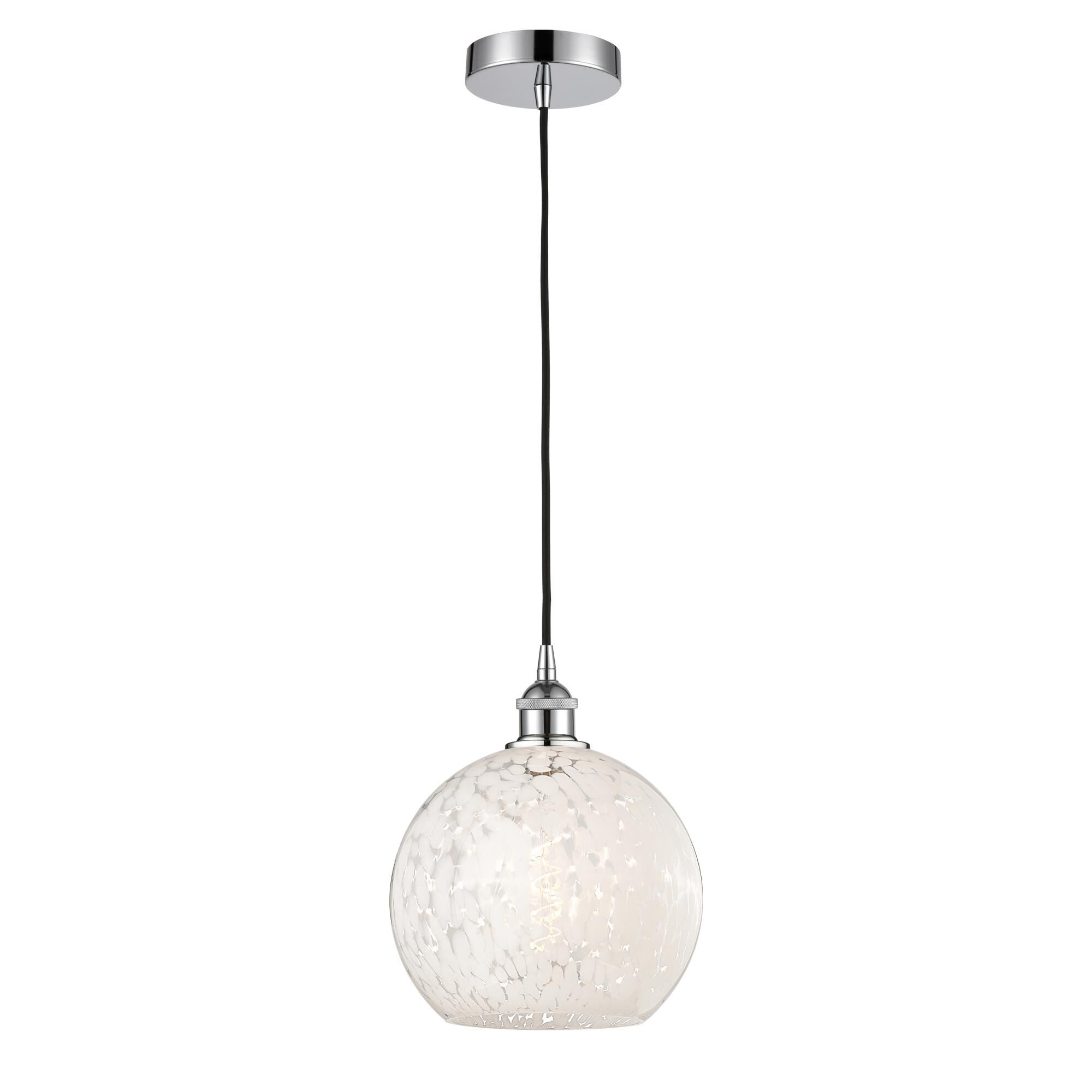 Shown in Polished Chrome finish and White Mouchette glass