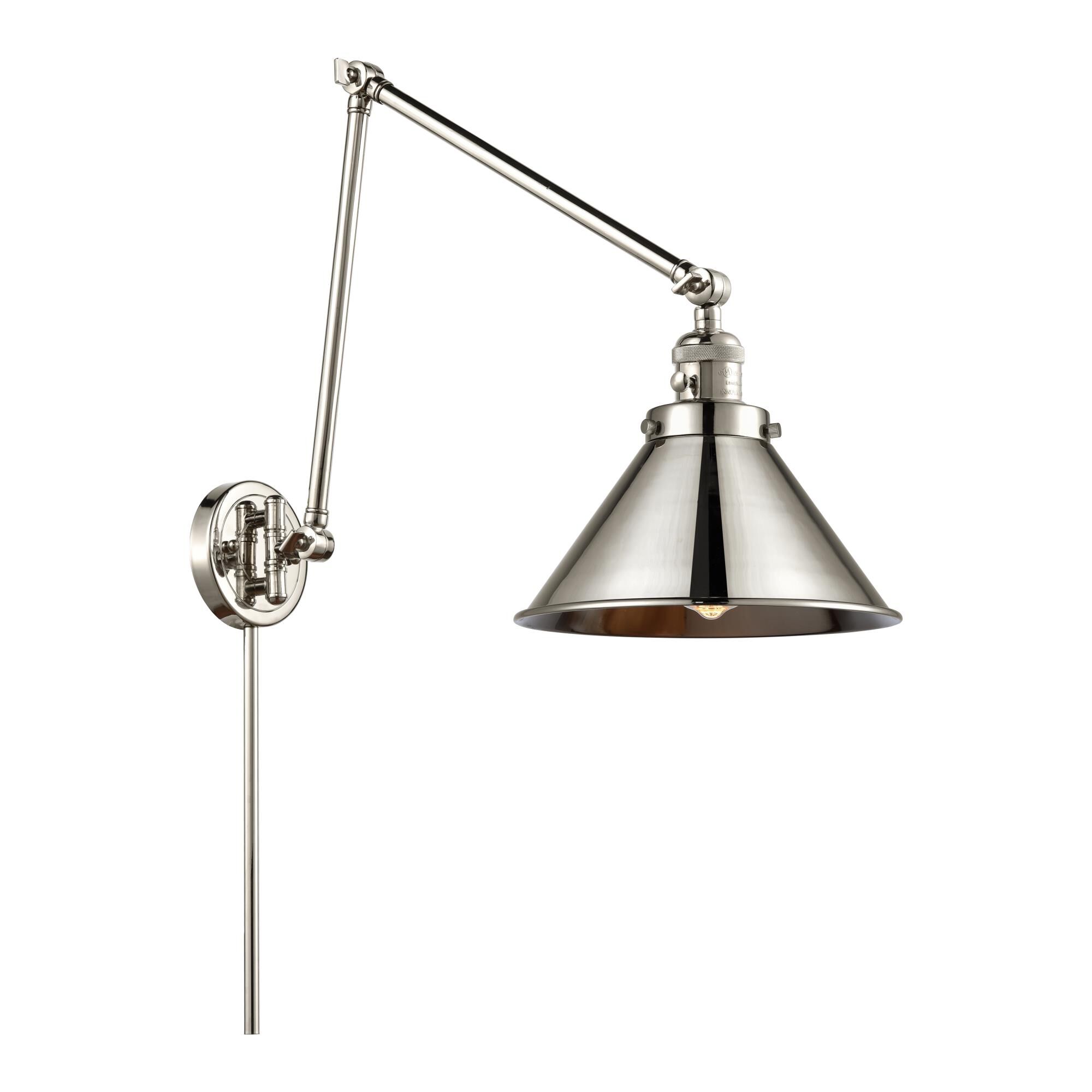 Shown in Polished Nickel finish and Polished Nickel Briarcliff shade