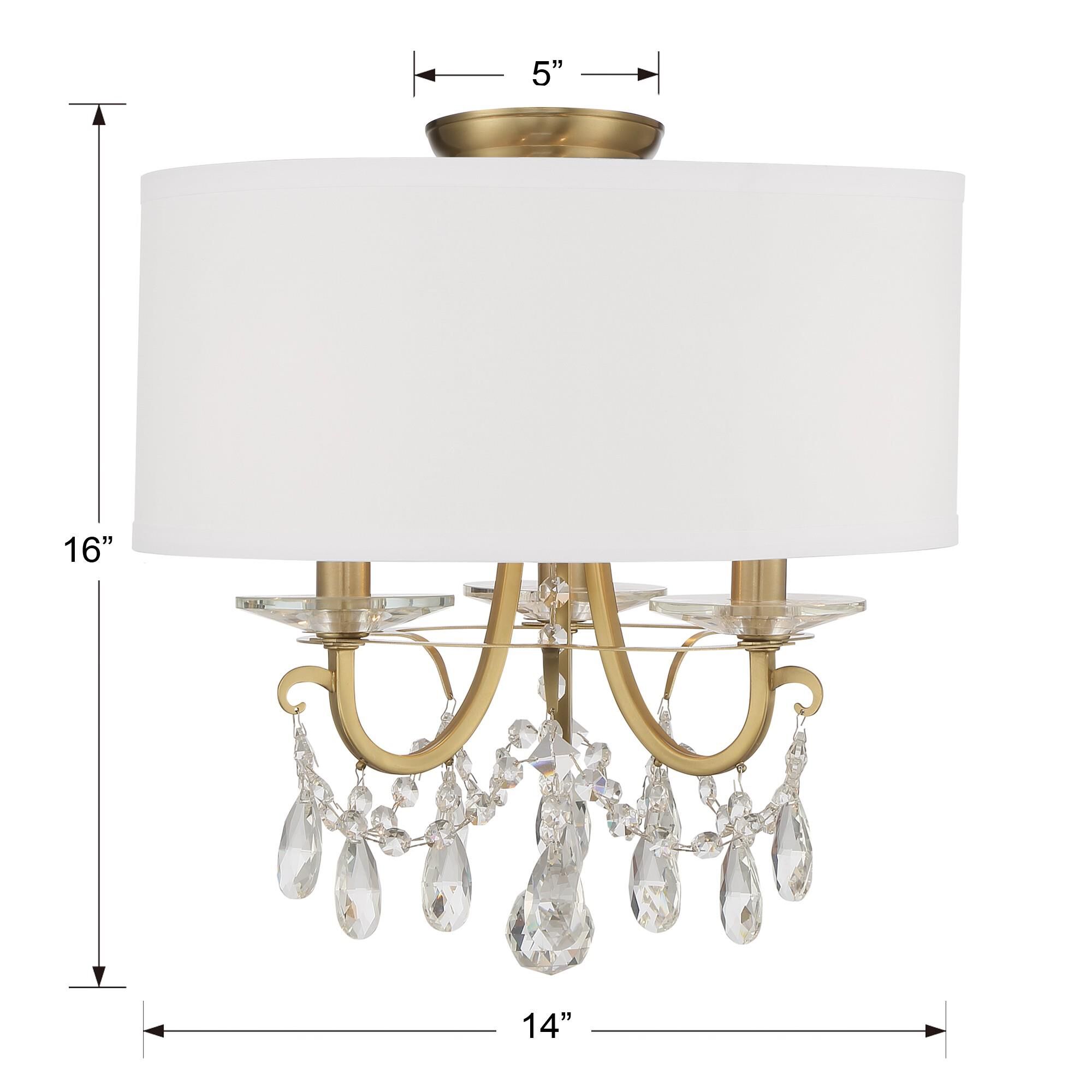 Shown in Vibrant Gold finish and Hand Cut Crystal crystal and Silk glass and White shade