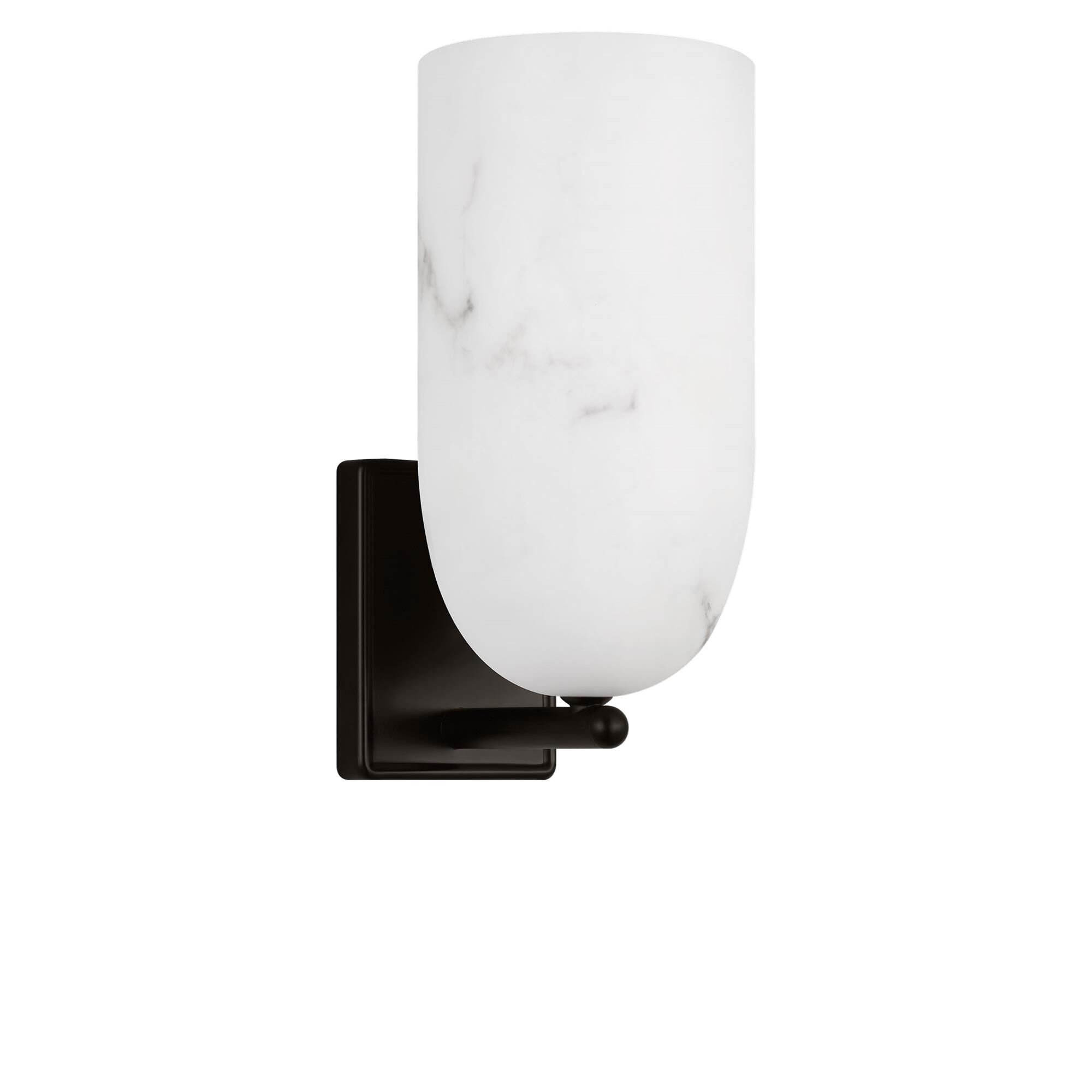Shown in Aged Iron finish and Faux Alabaster Resin shade