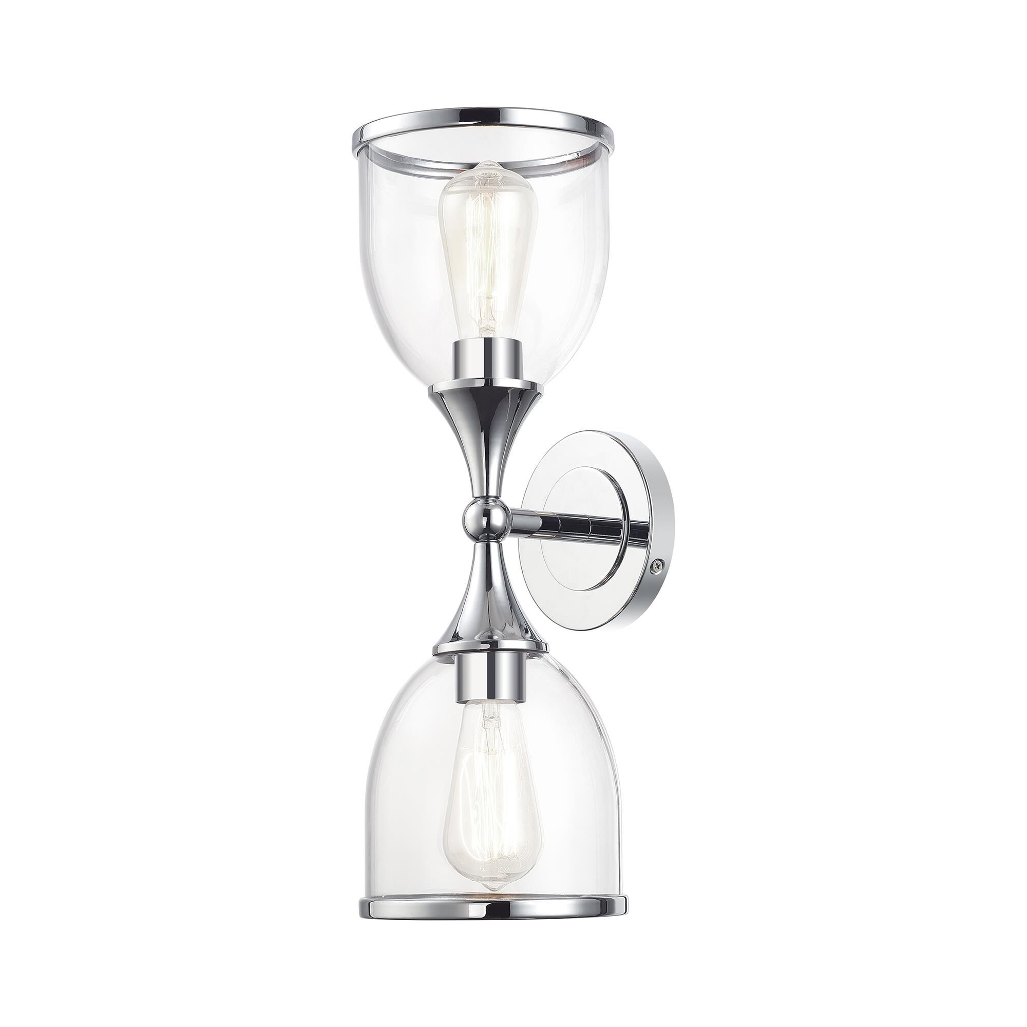 Shown in Polished Chrome finish and Mouth Blown Clear glass