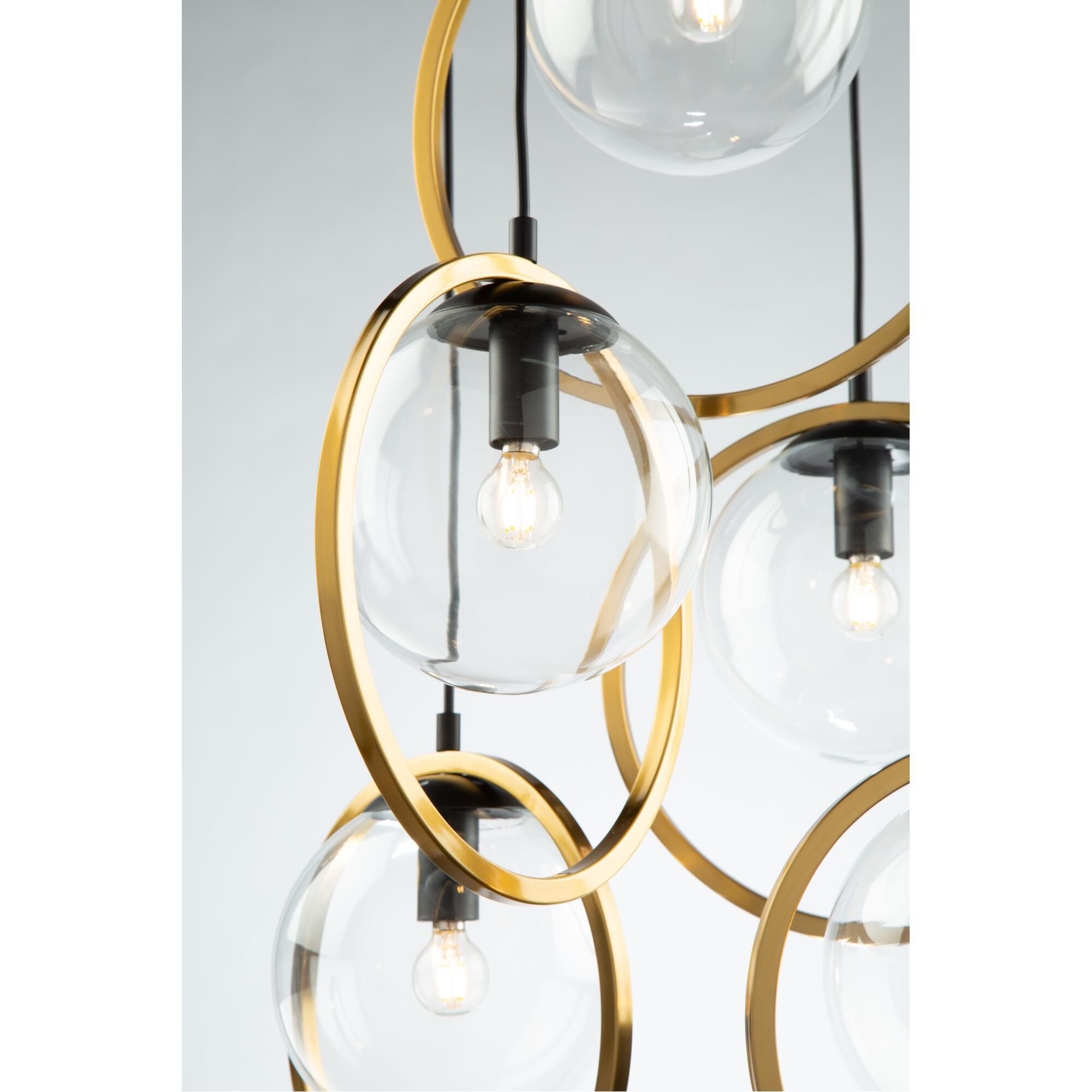 Shown in Black & Vintage Brass finish and Glass shade