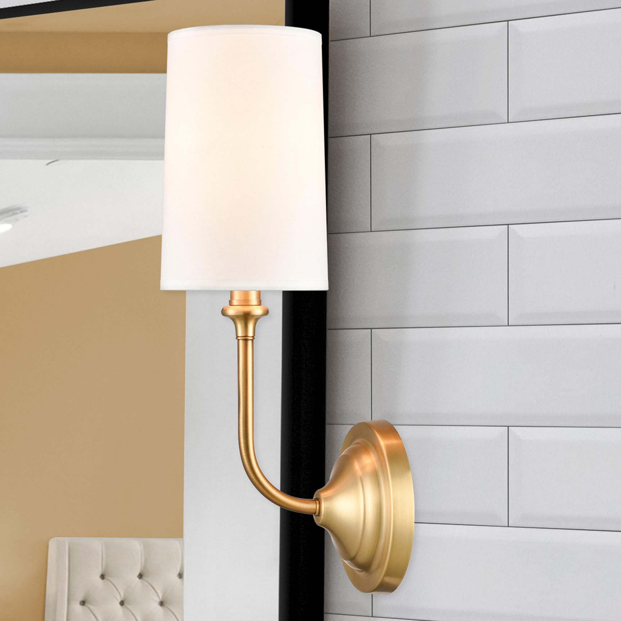 Shown in Satin Gold and Off-White finish and Off-White Cotton Fabric shade