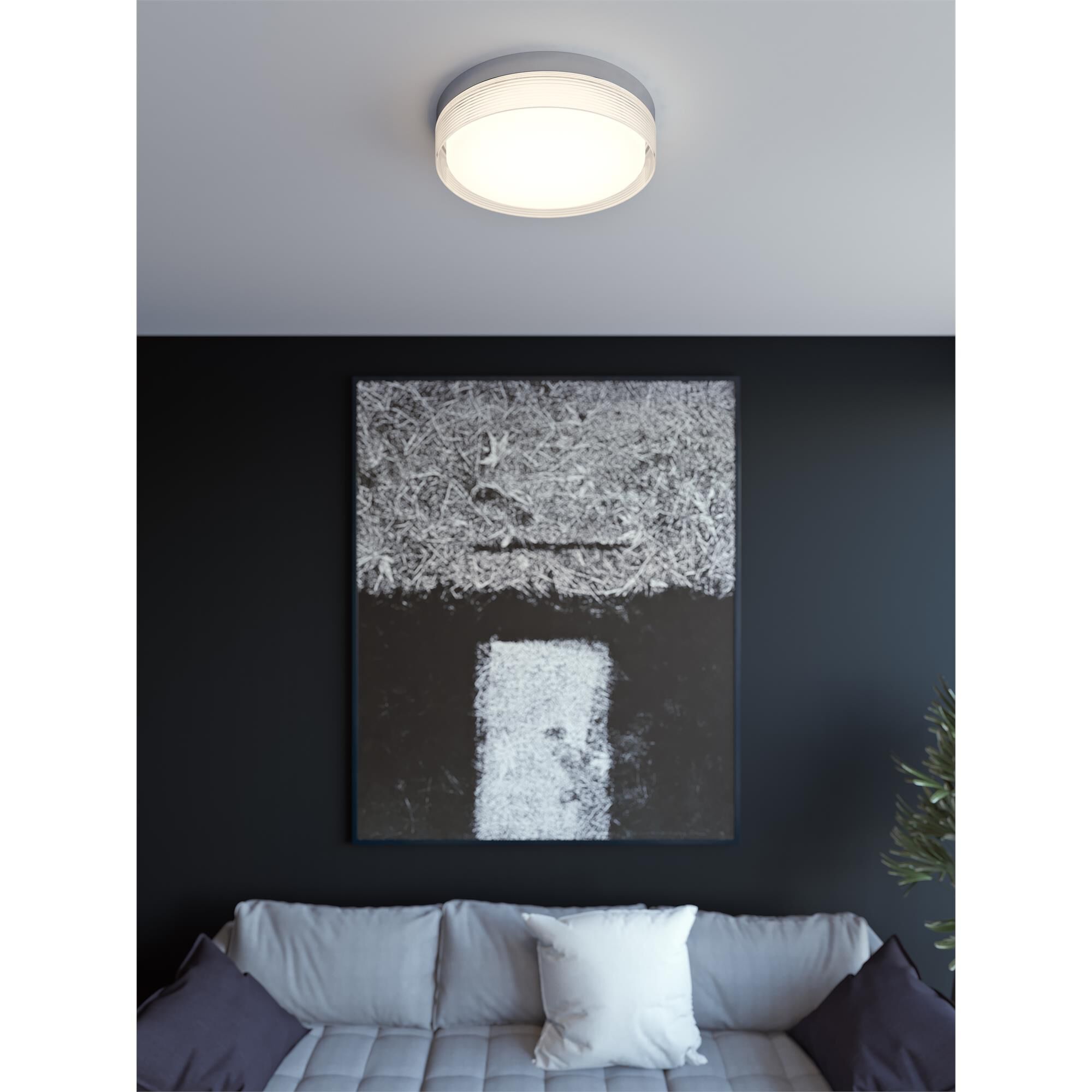 Shown in Satin Nickel finish and White Acrylic shade