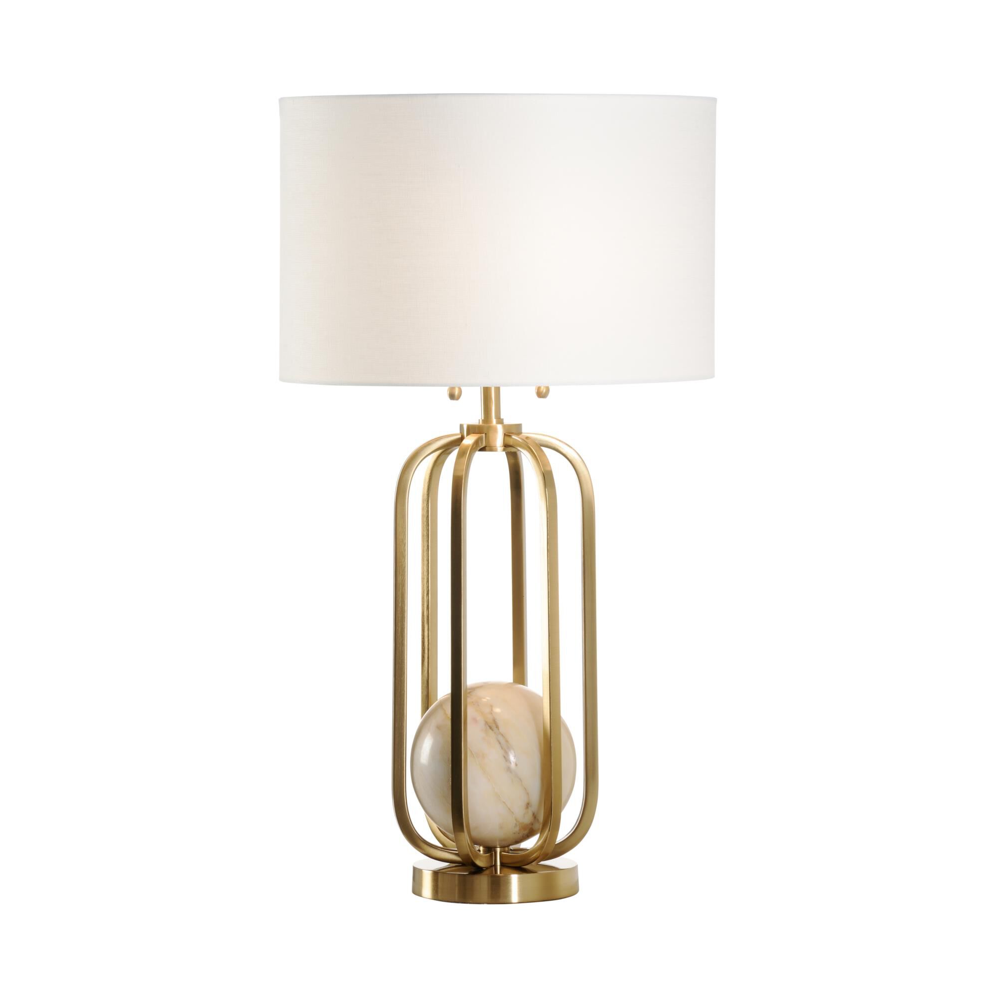 Shown in Gold finish and Linen shade
