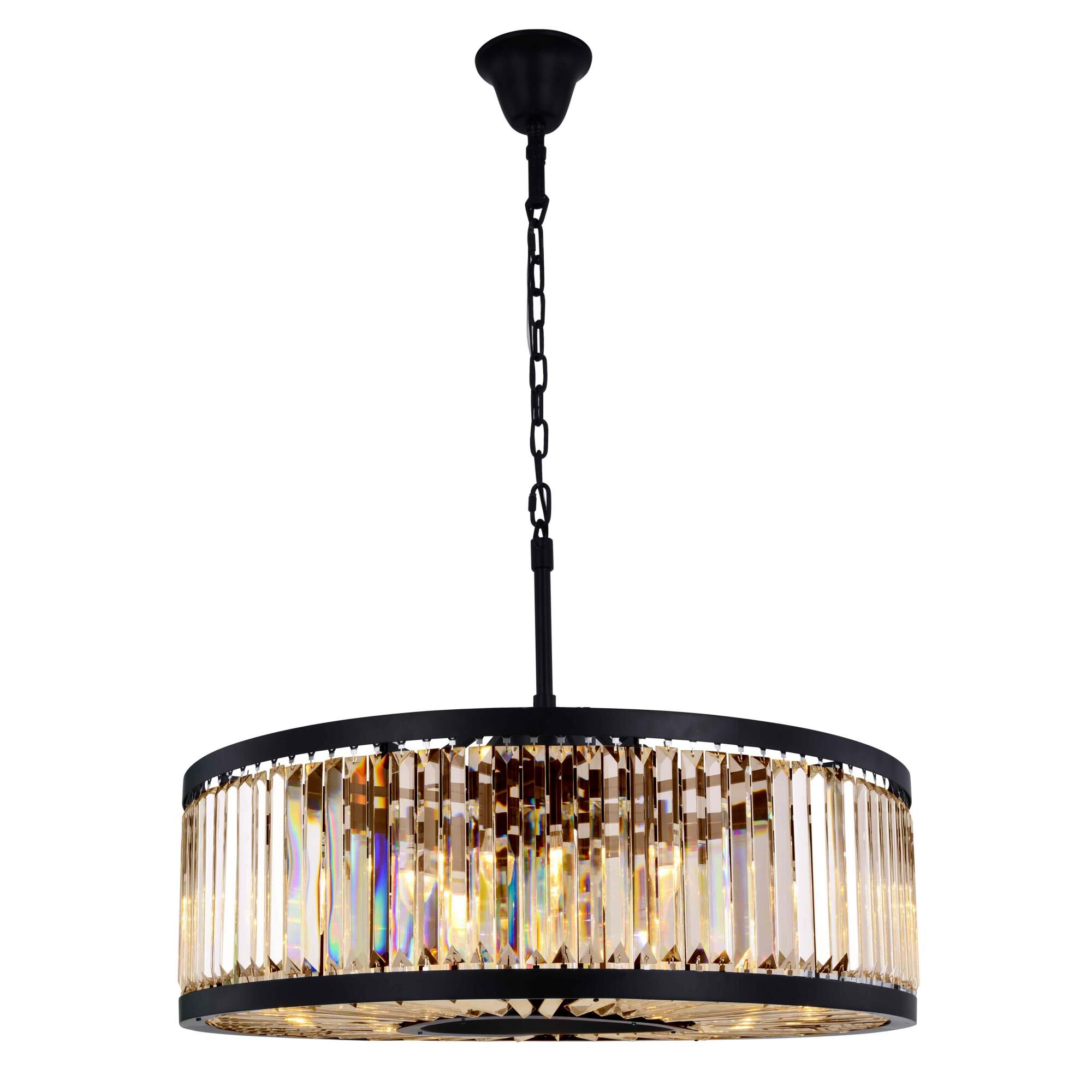 Shown in Matte Black finish and Royal Cut crystal and Golden Teak (Smoky) accent
