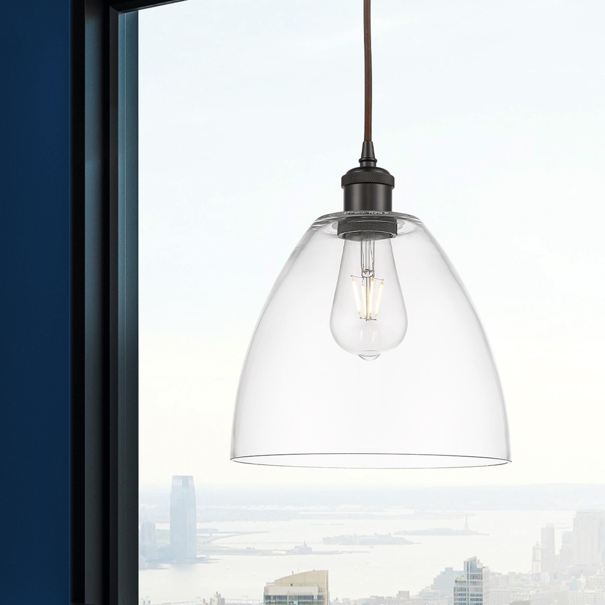 Shown in Oil Rubbed Bronze finish and Cased Matte White glass