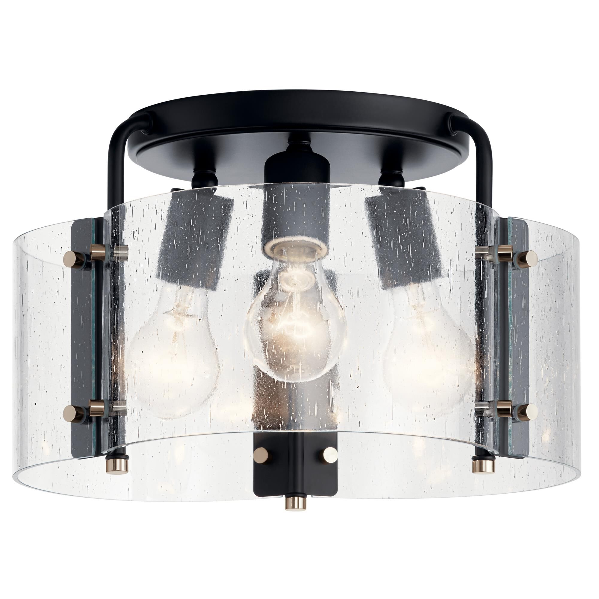 Shown in Black finish and Clear Seeded glass