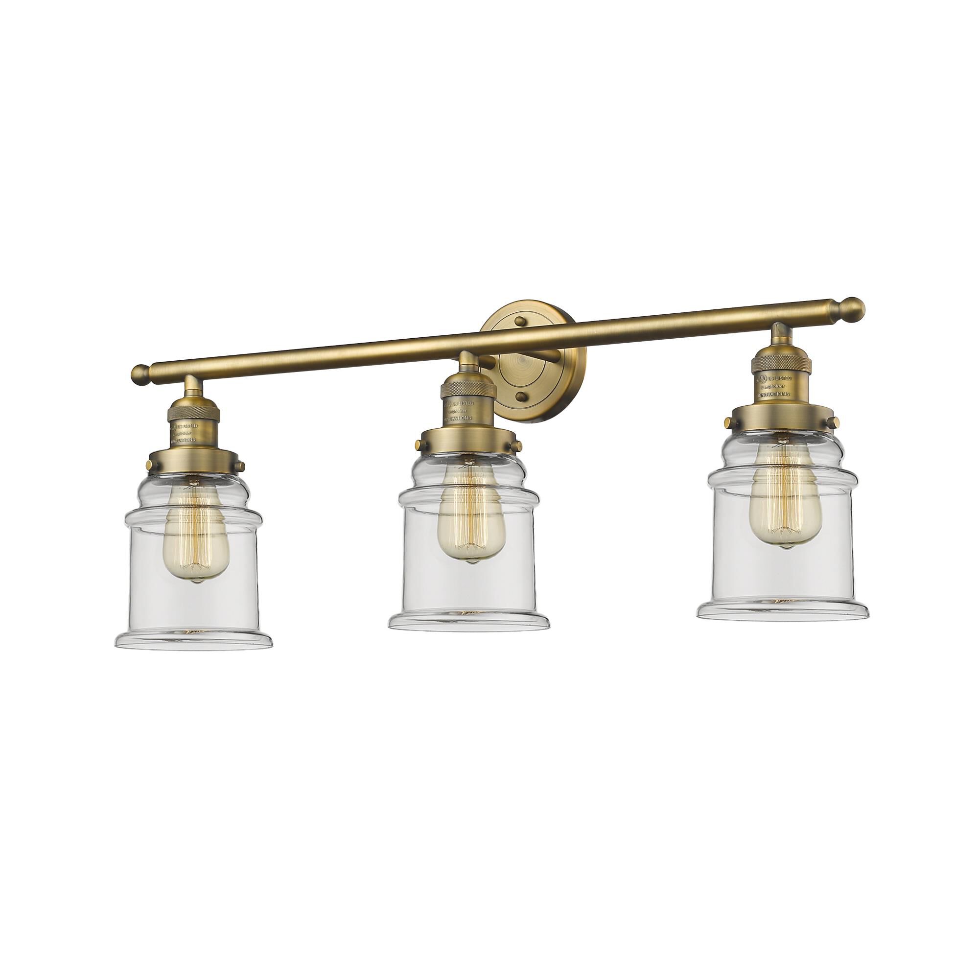 Shown in Brushed Brass finish and Clear glass