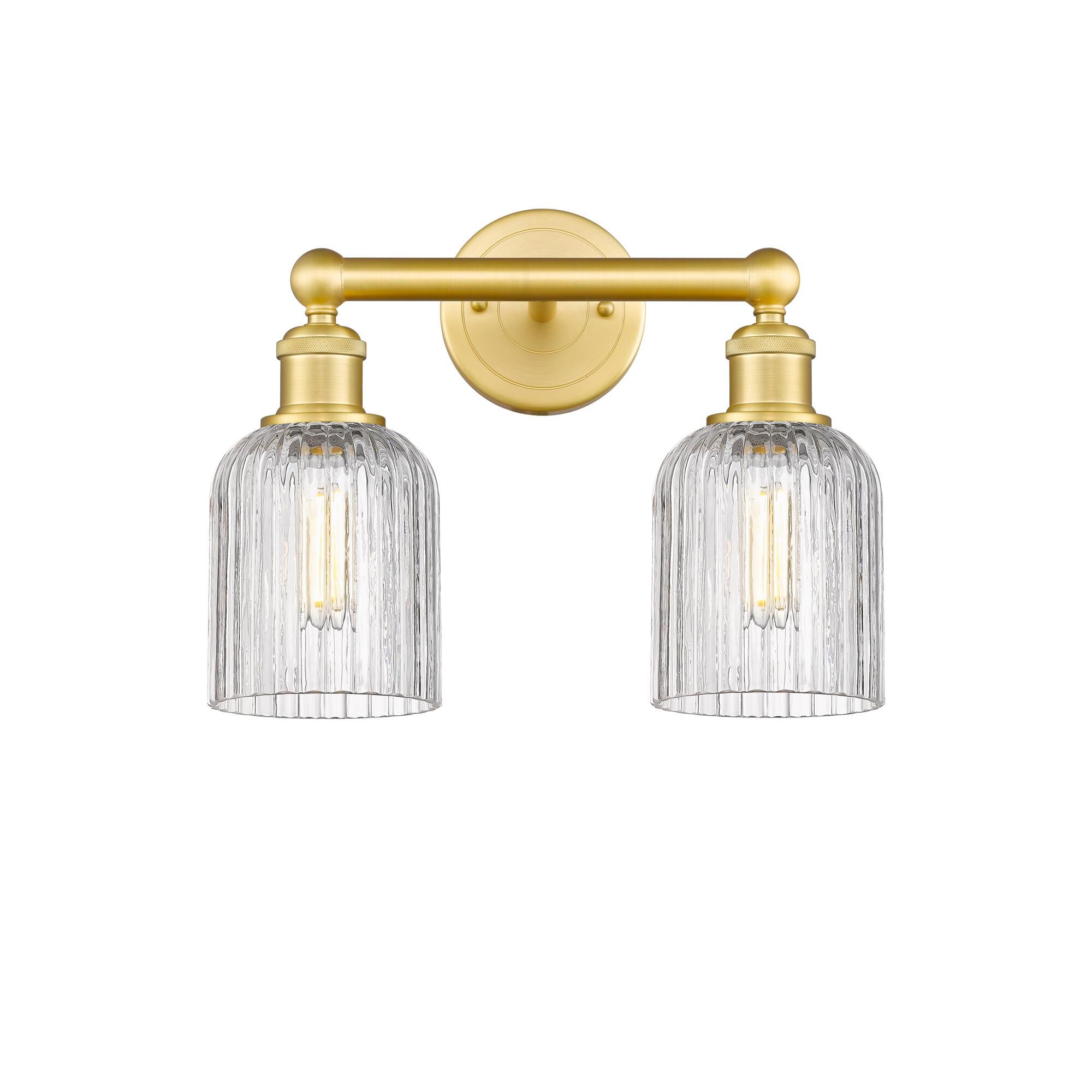 Shown in Satin Gold finish and Clear glass