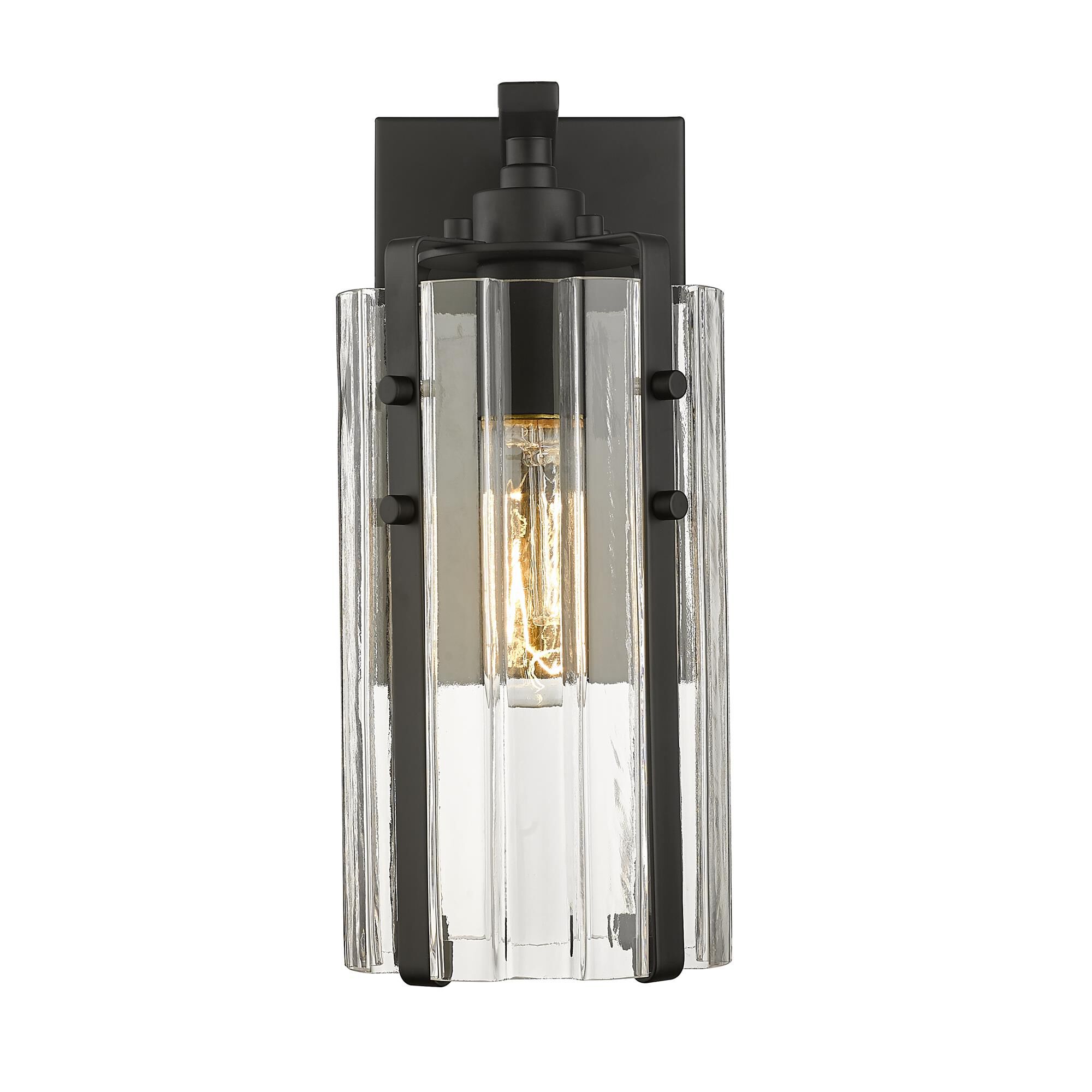 Shown in Matte Black finish and Clear glass and Clear shade