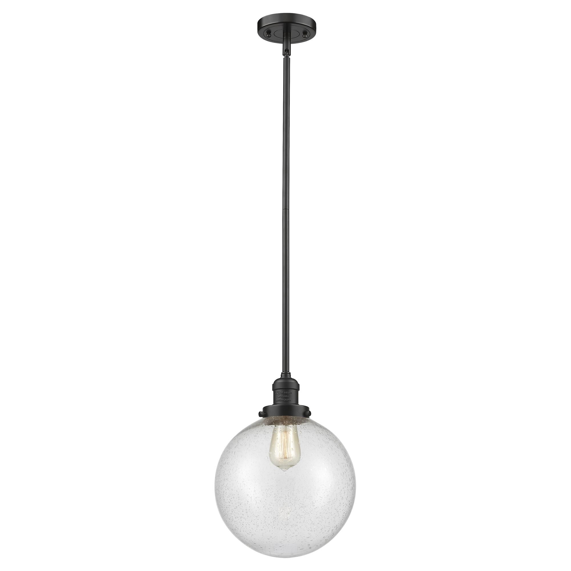 Shown in Oil Rubbed Bronze finish and Seedy glass