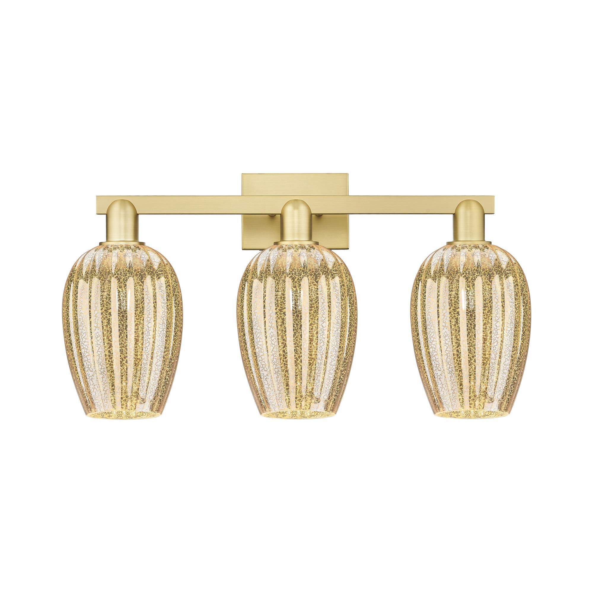 Shown in Satin Gold finish and Mercury glass