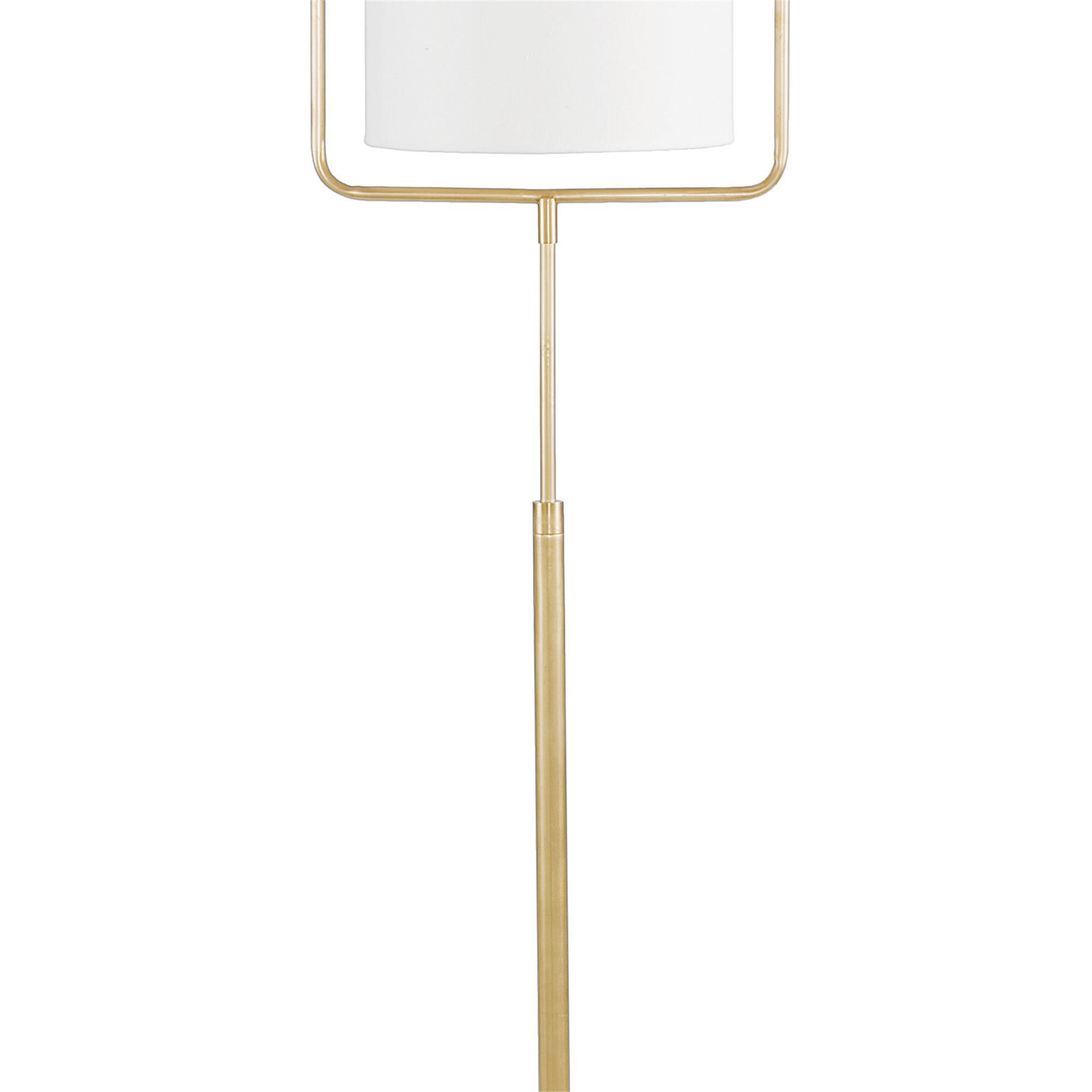 Shown in Natural Brass finish and Linen shade
