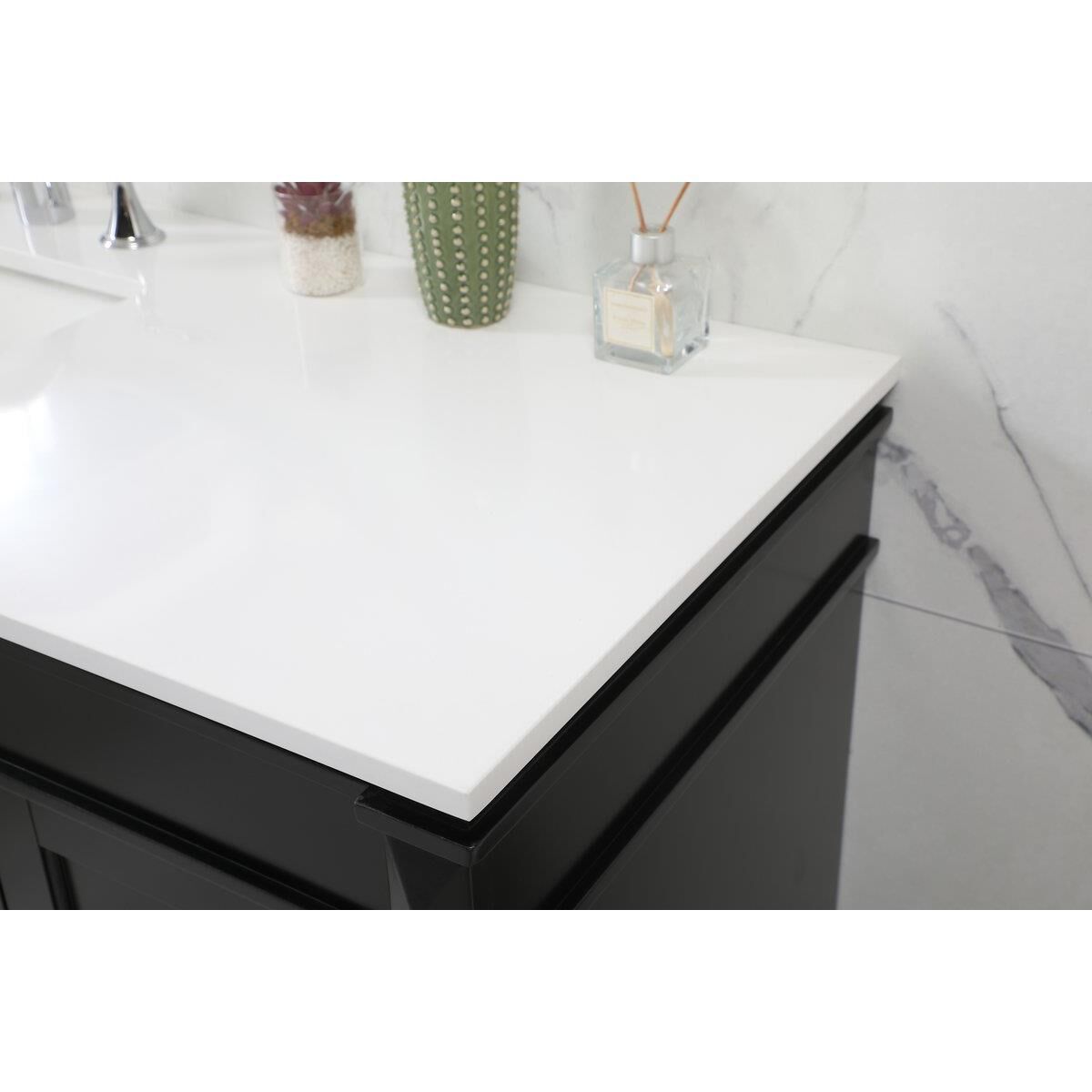 Shown in Black finish and Single Bathroom Vanity accent