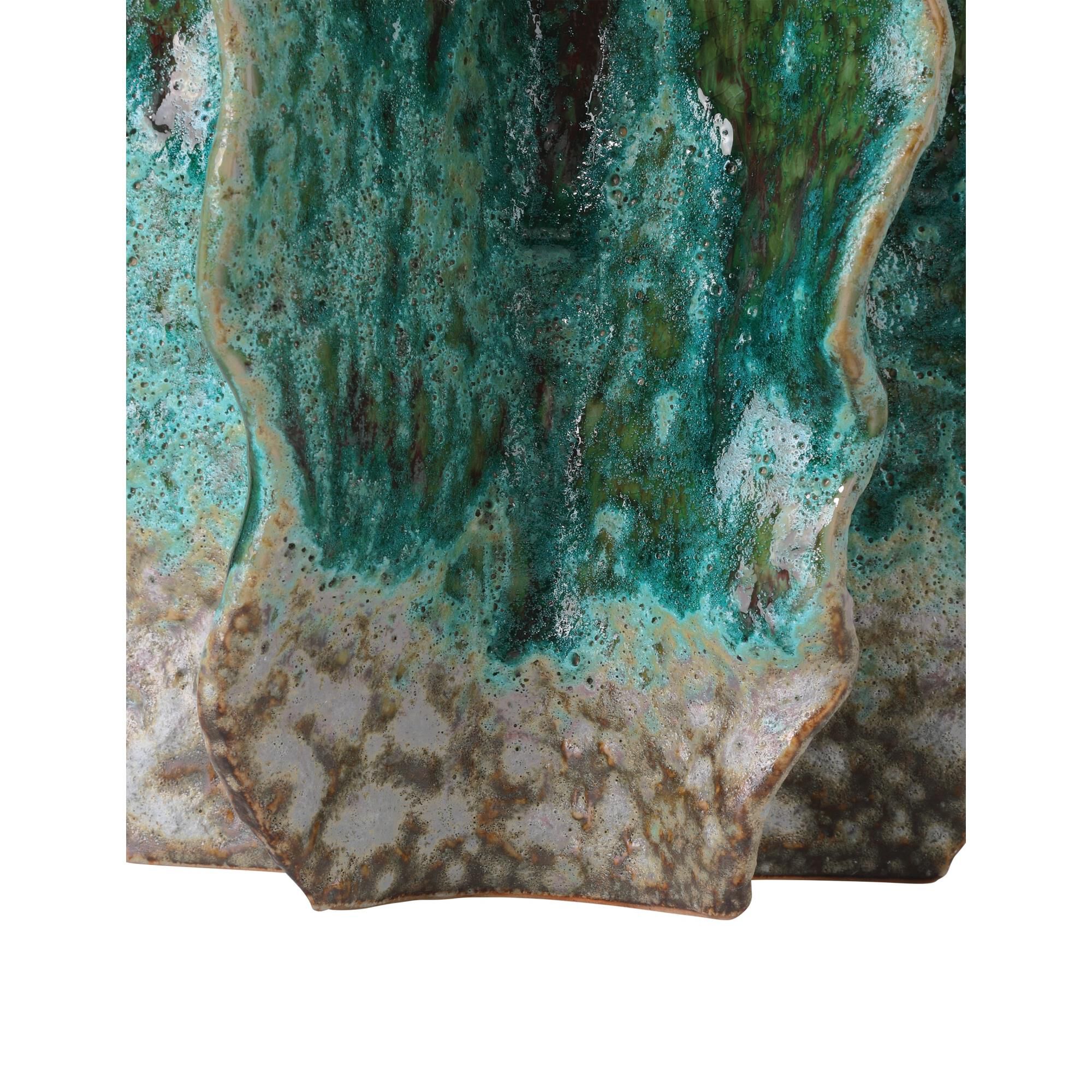 Shown in Turquoise and Brown finish