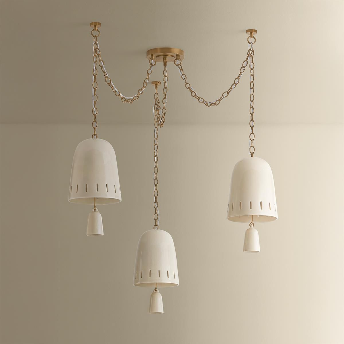 Shown in Patina Brass and Ceramic Ivory Crackle finish and Ivory Crackle Ceramic shade