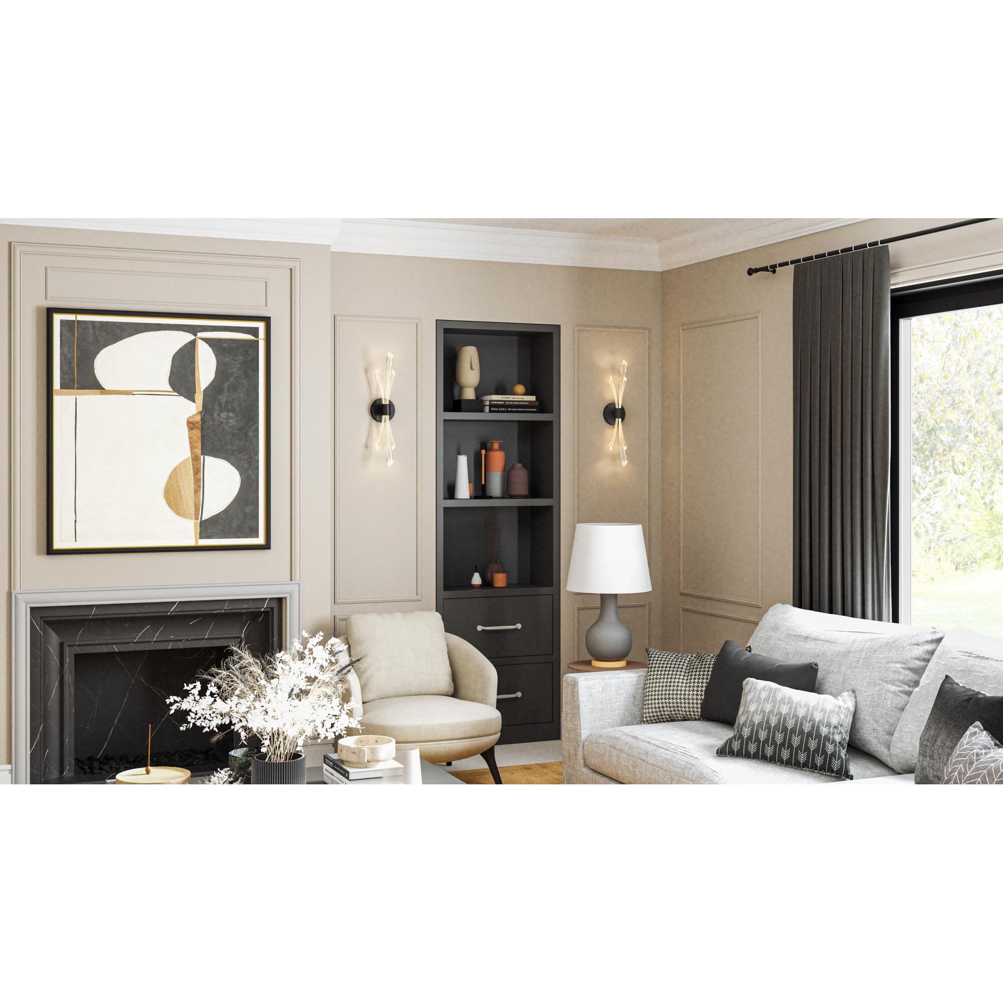 Shown in Matte Black finish and Clear Crystal glass