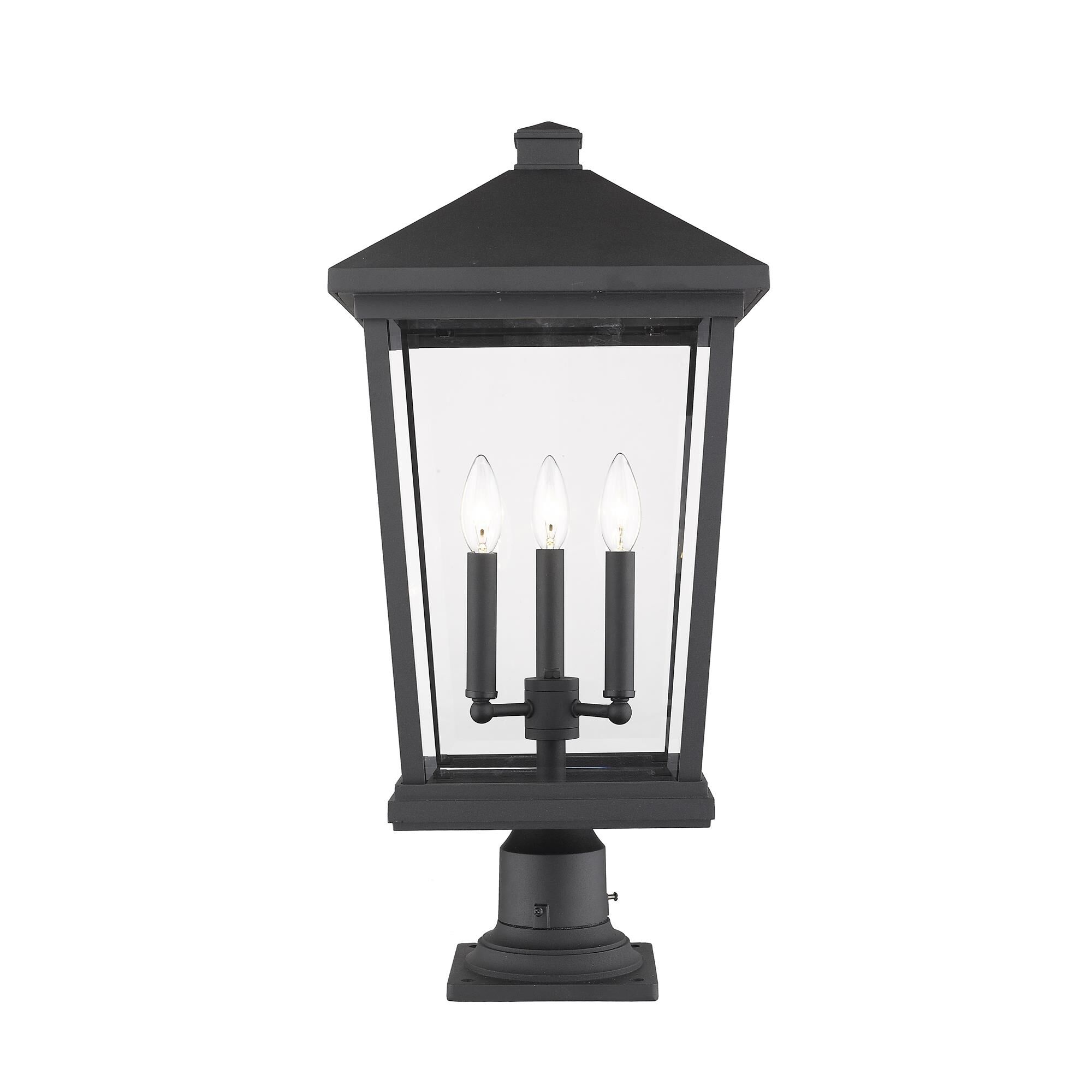 Shown in Black finish and Glass shade