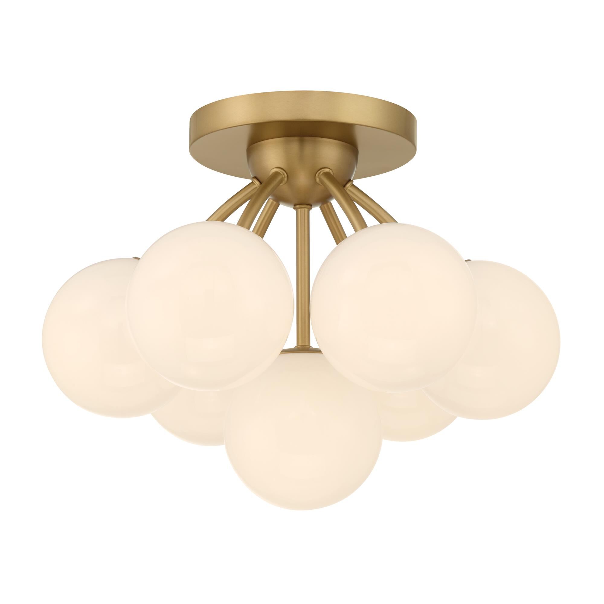 Shown in Legacy Brass finish and Opal glass