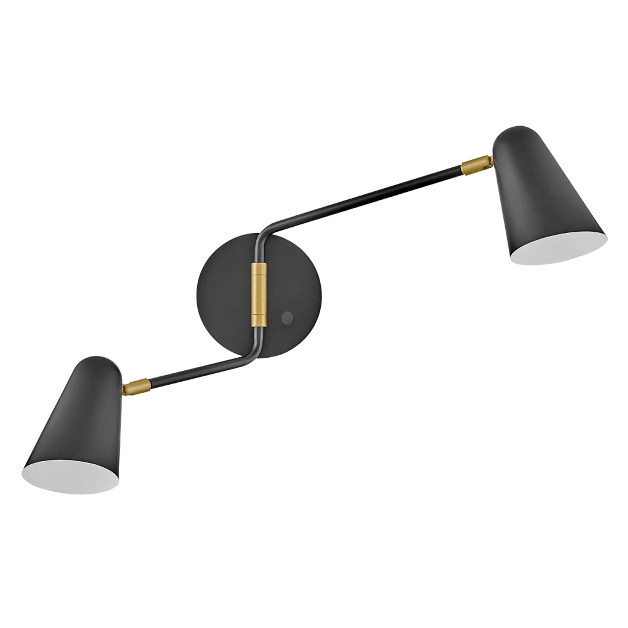 Shown in Black finish and Lacquered Brass accent