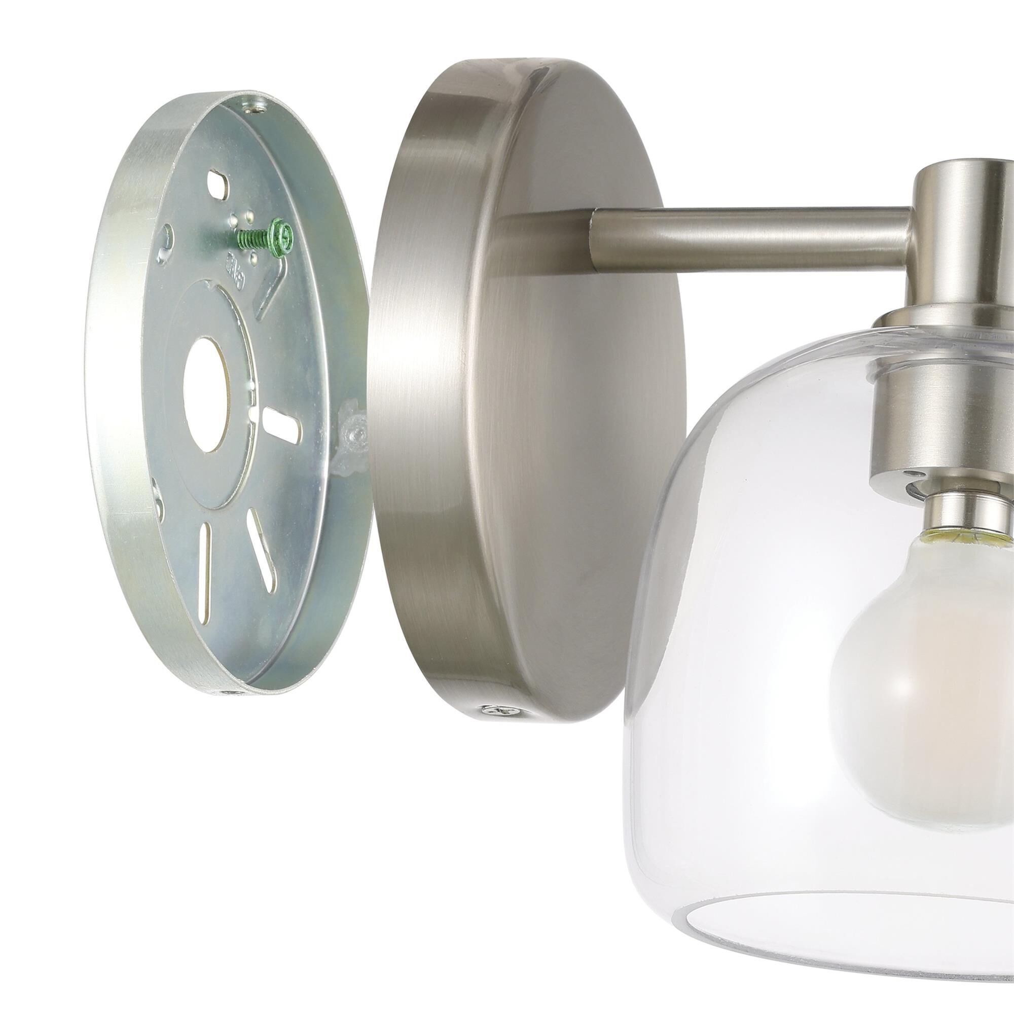 Shown in Brushed Nickel finish and Clear glass