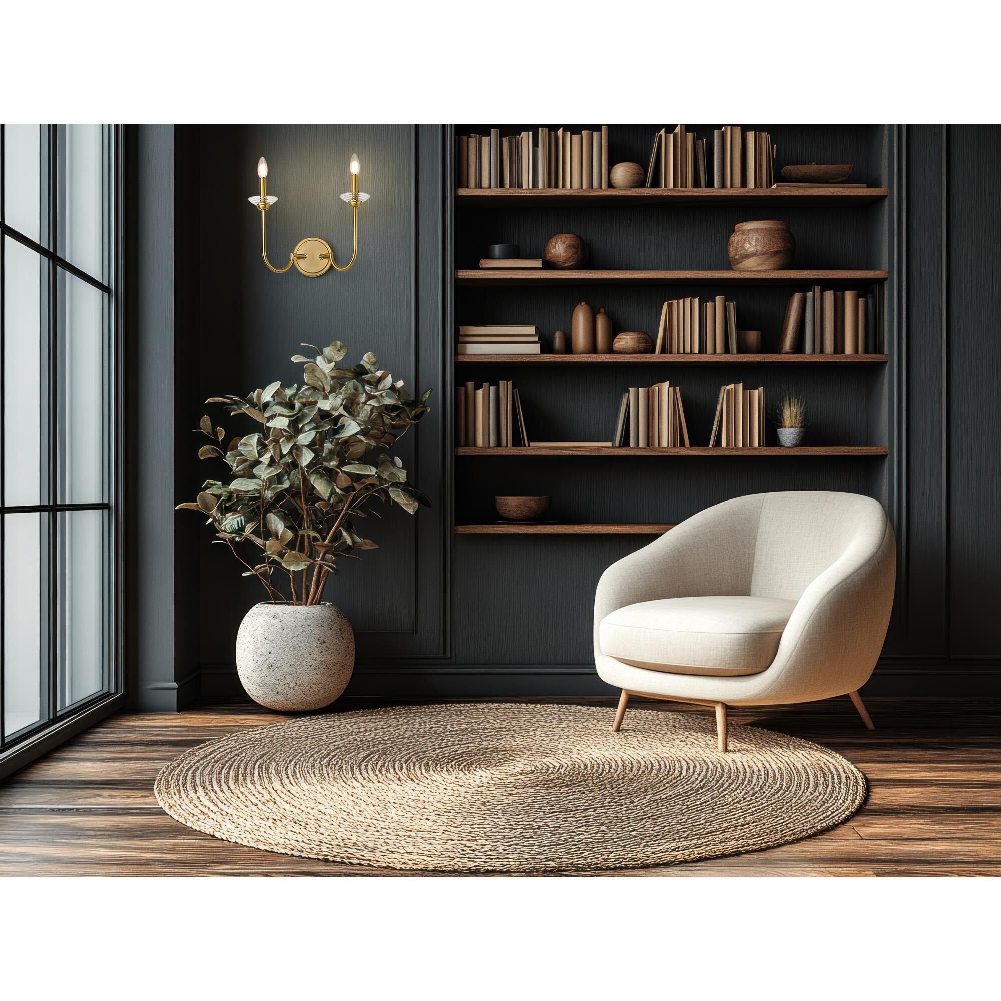 Shown in Modern Gold finish and Clear Ribbed glass and Clear Ribbed shade