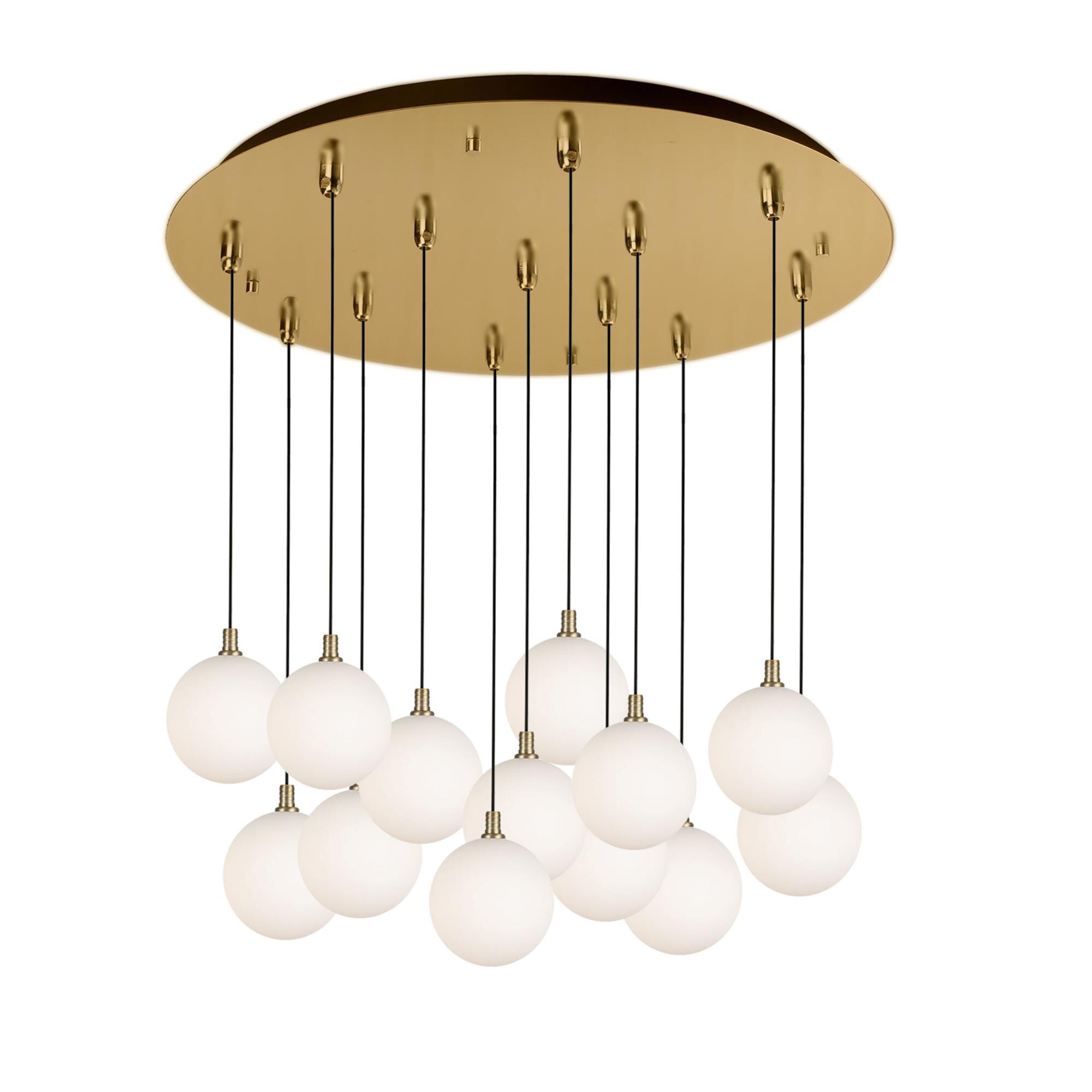 Shown in Brushed Gold finish and Opal glass