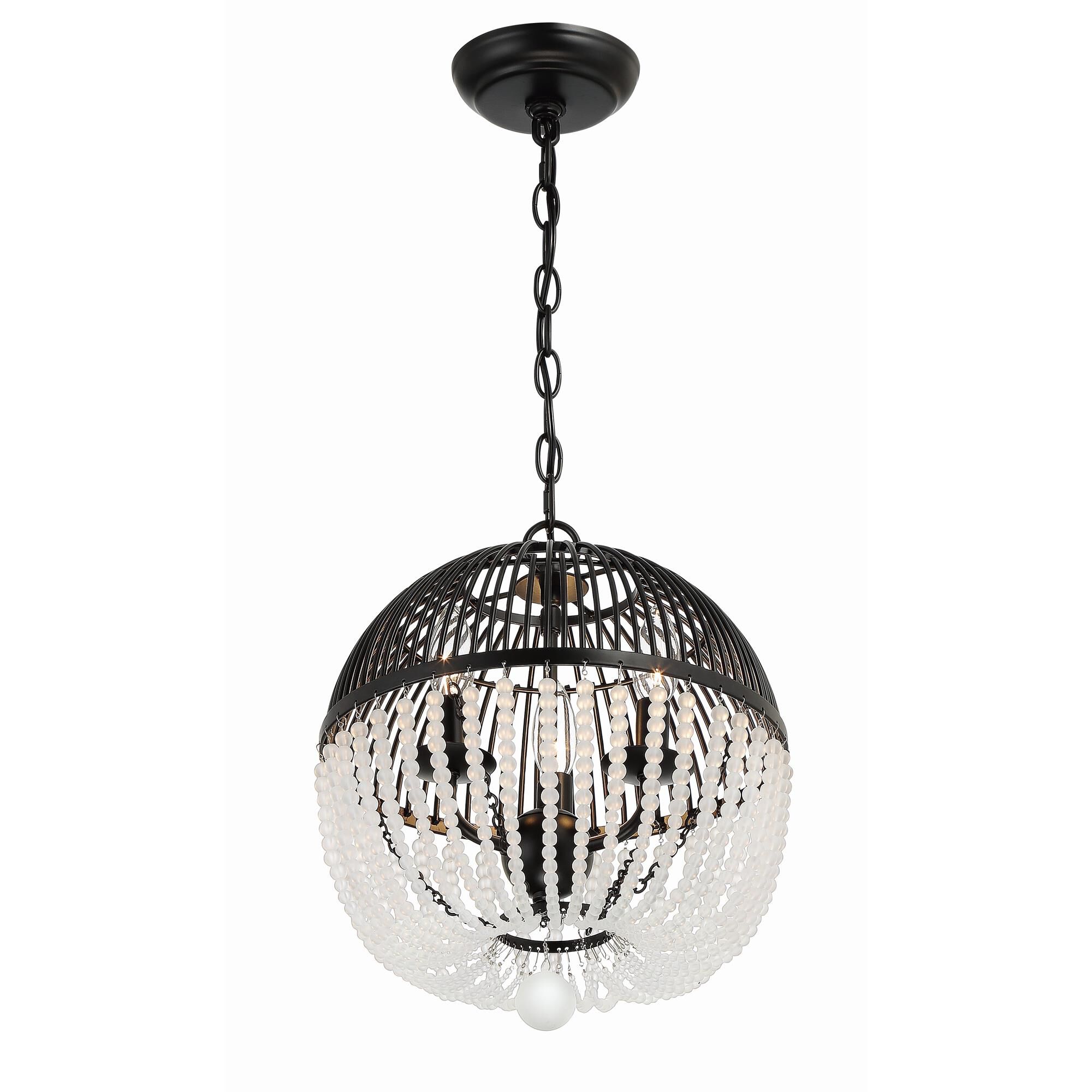 Shown in Matte Black finish and Frosted Glass Beads crystal
