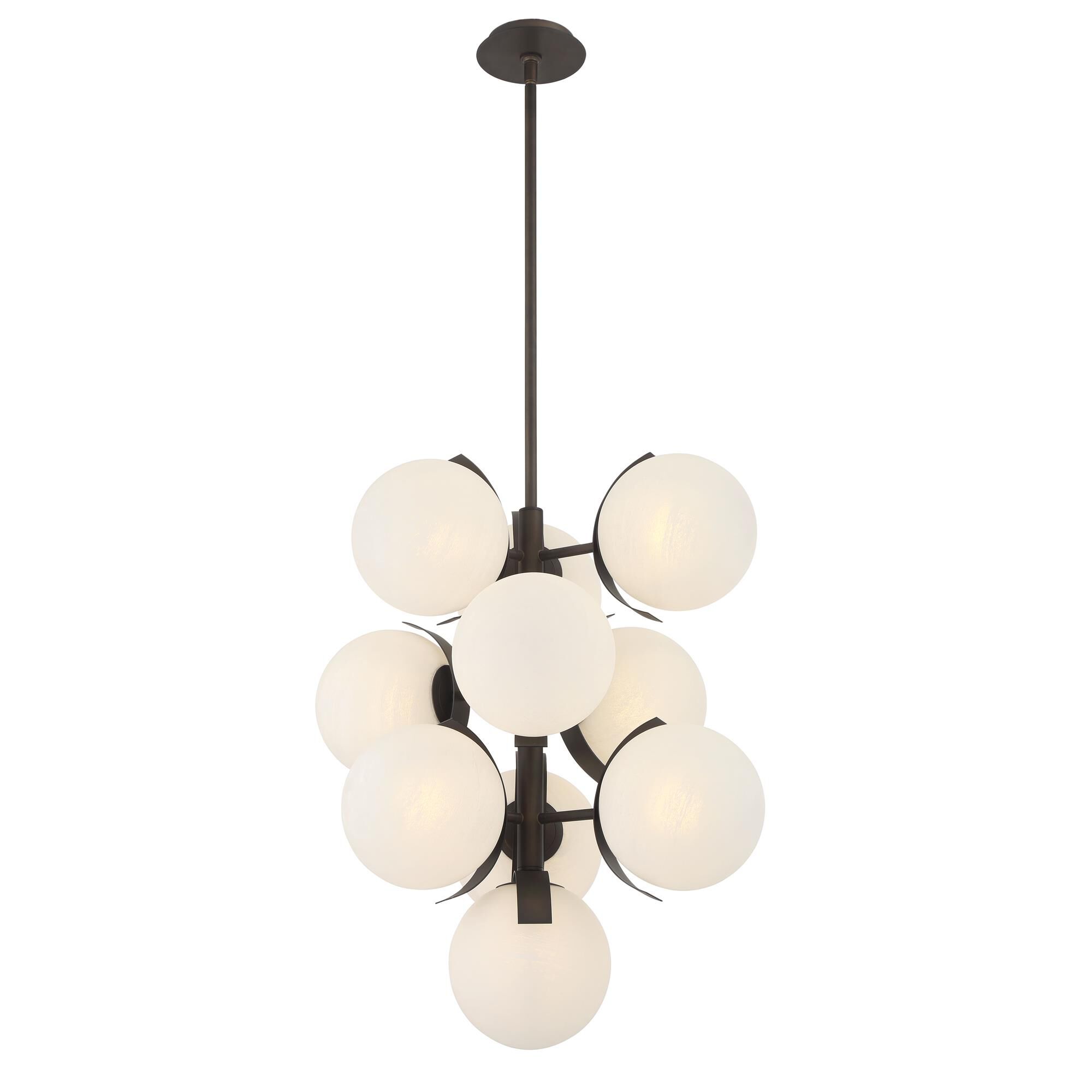 Shown in Dark Bronze finish and White Etched Alabaster glass