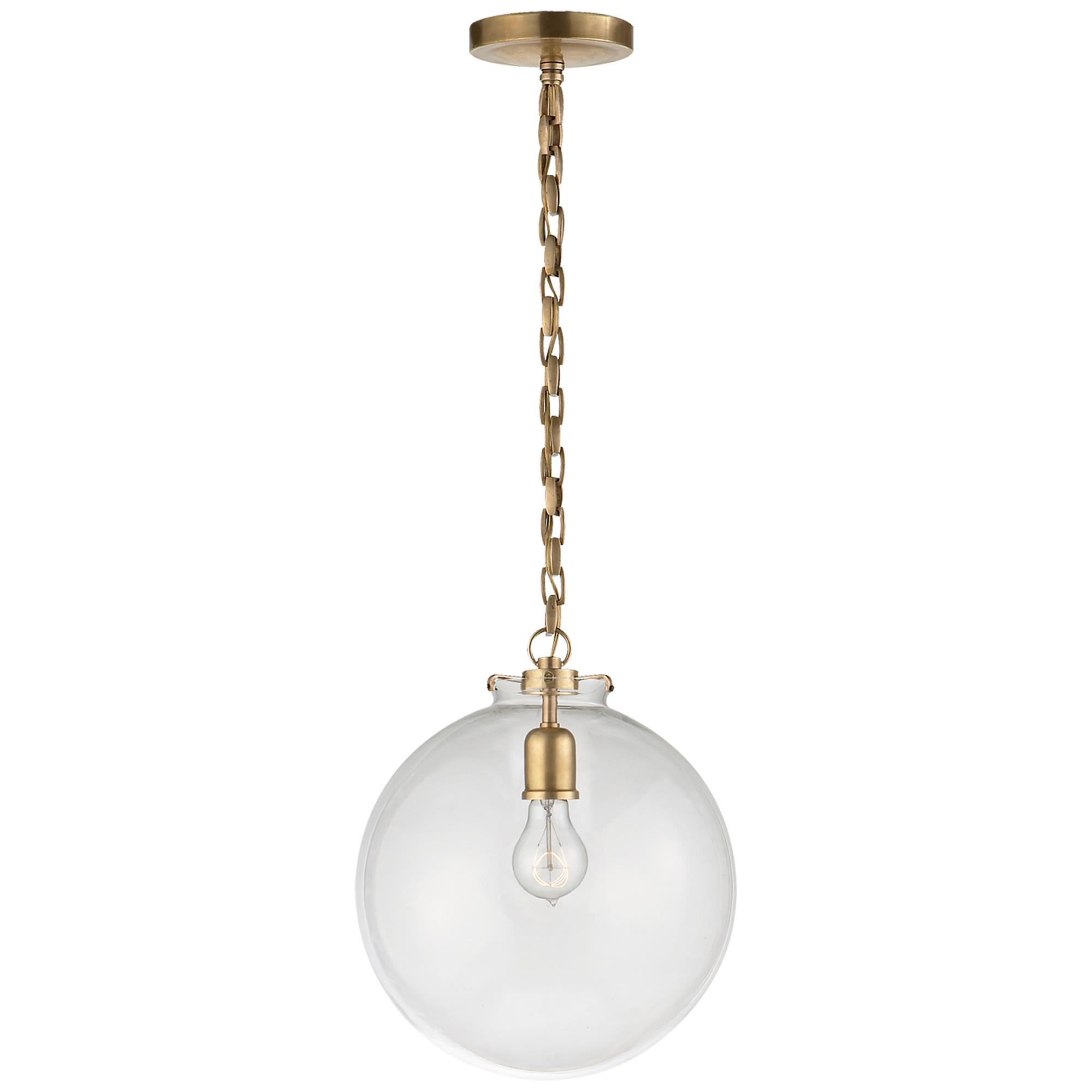 Shown in Hand-Rubbed Antique Brass finish and Clear glass