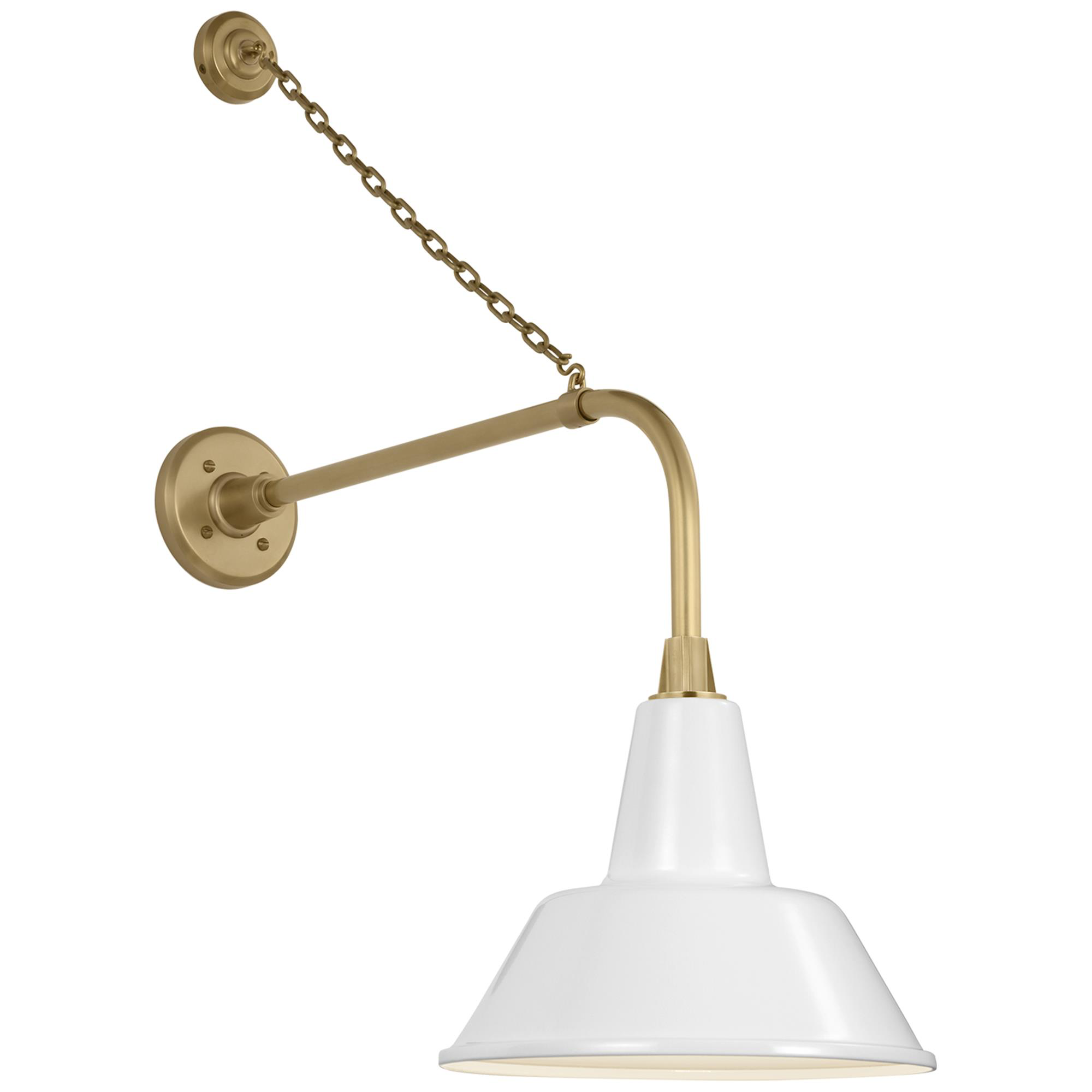 Shown in Hand-Rubbed Antique Brass finish and White Bowers shade