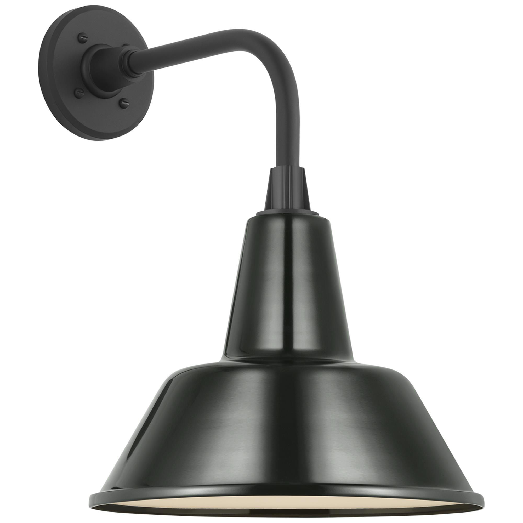 Shown in Matte Black finish and Green Bowers shade