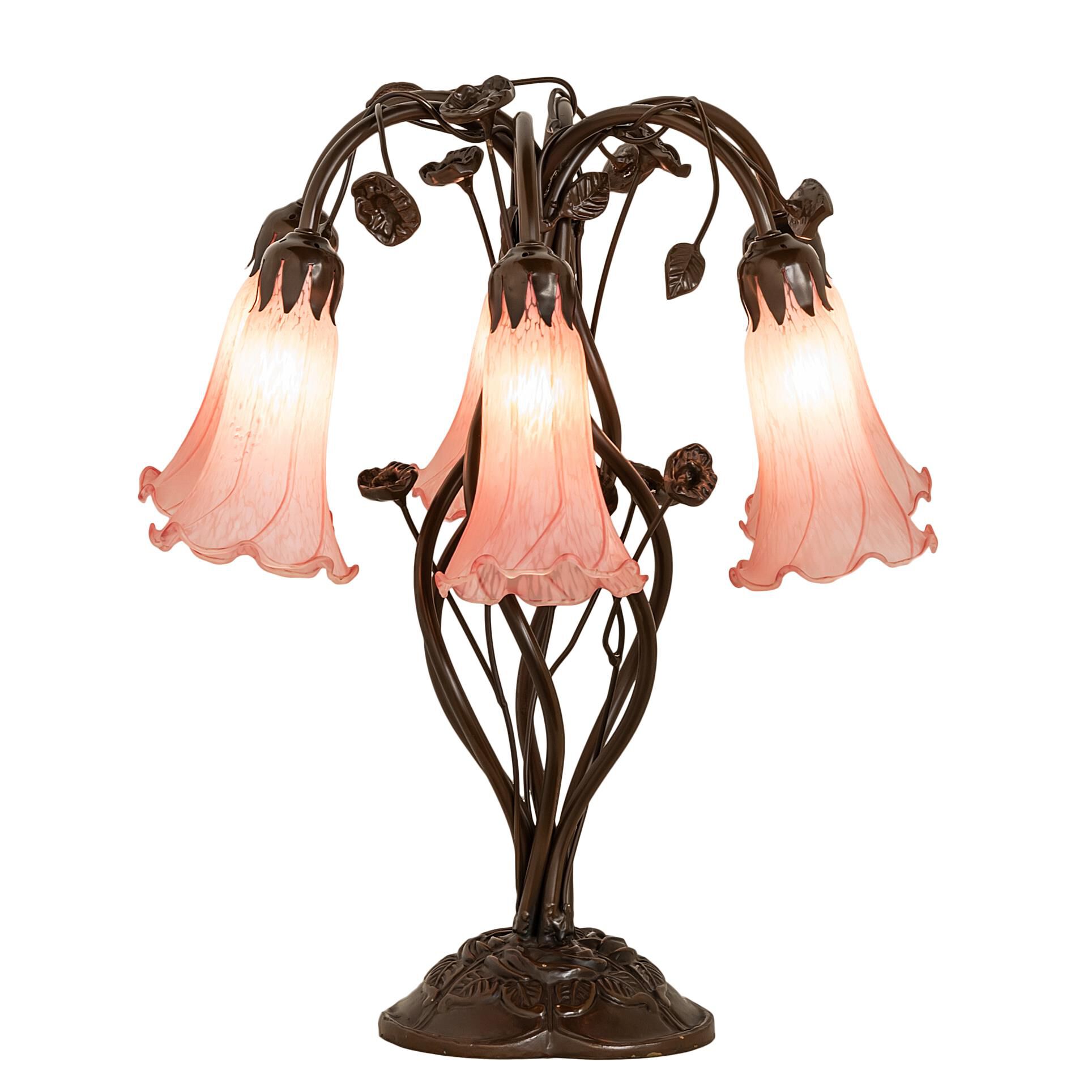 Shown in Mahogany Bronze finish and Pink glass