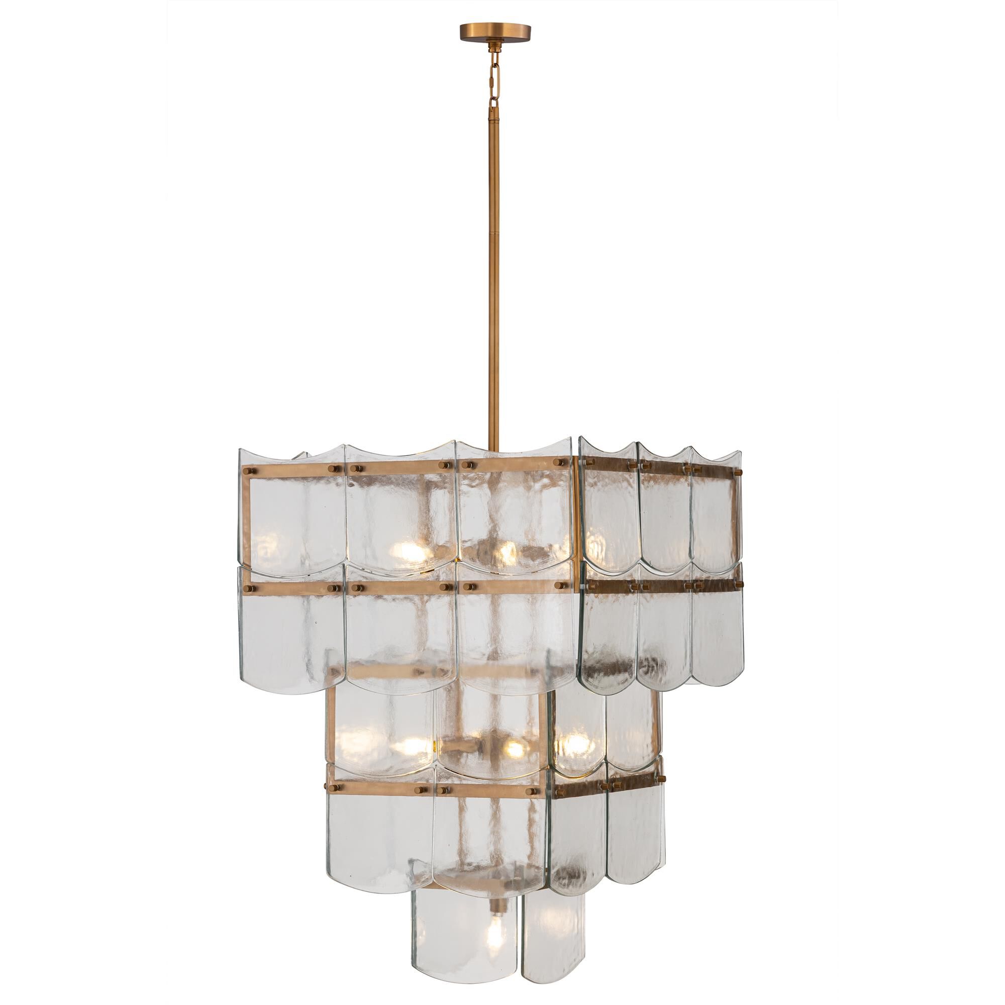 Shown in Legacy Brass finish and Textured Clear glass