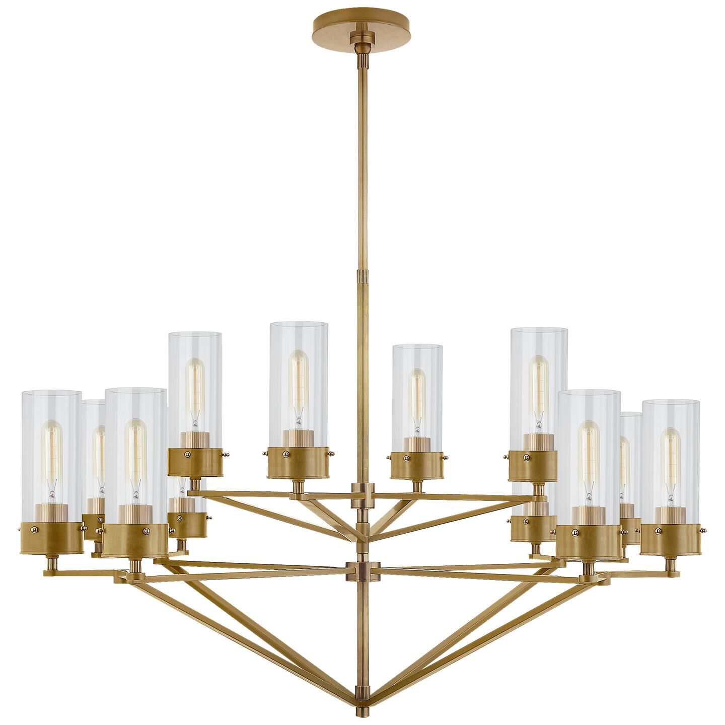 Shown in Hand-Rubbed Antique Brass finish and Clear glass