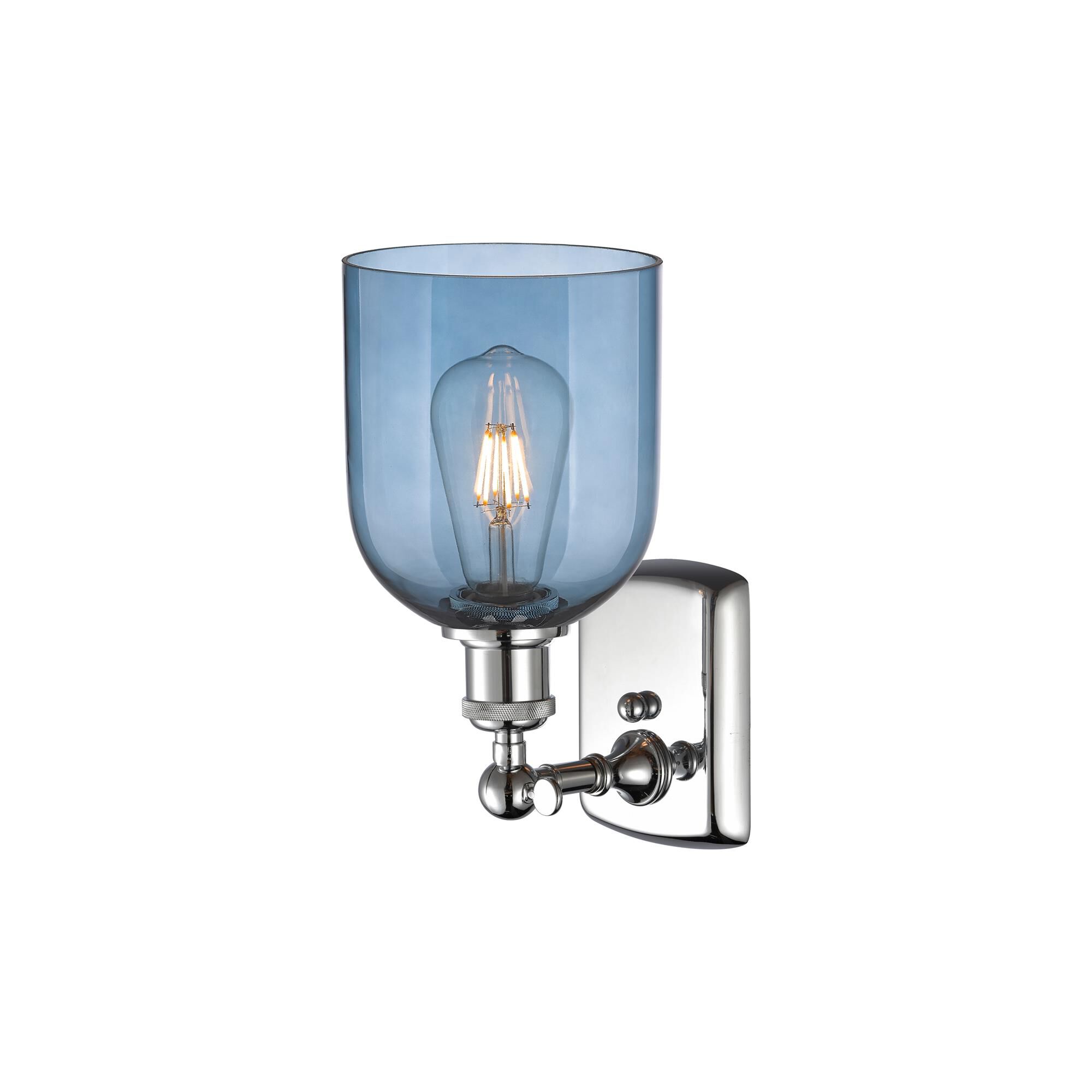 Shown in Polished Chrome finish and Princess Blue glass