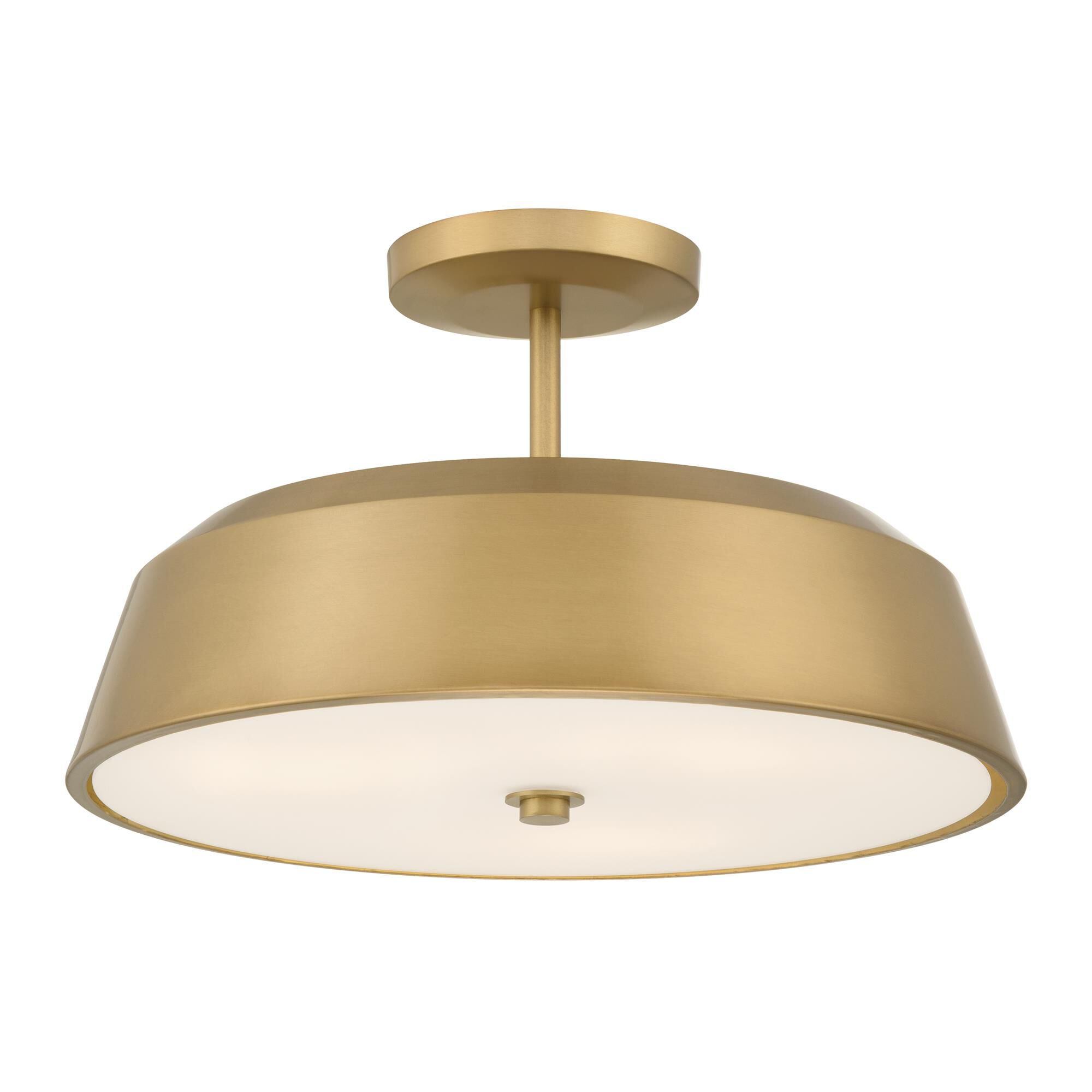 Shown in Legacy Brass finish and Etched White glass