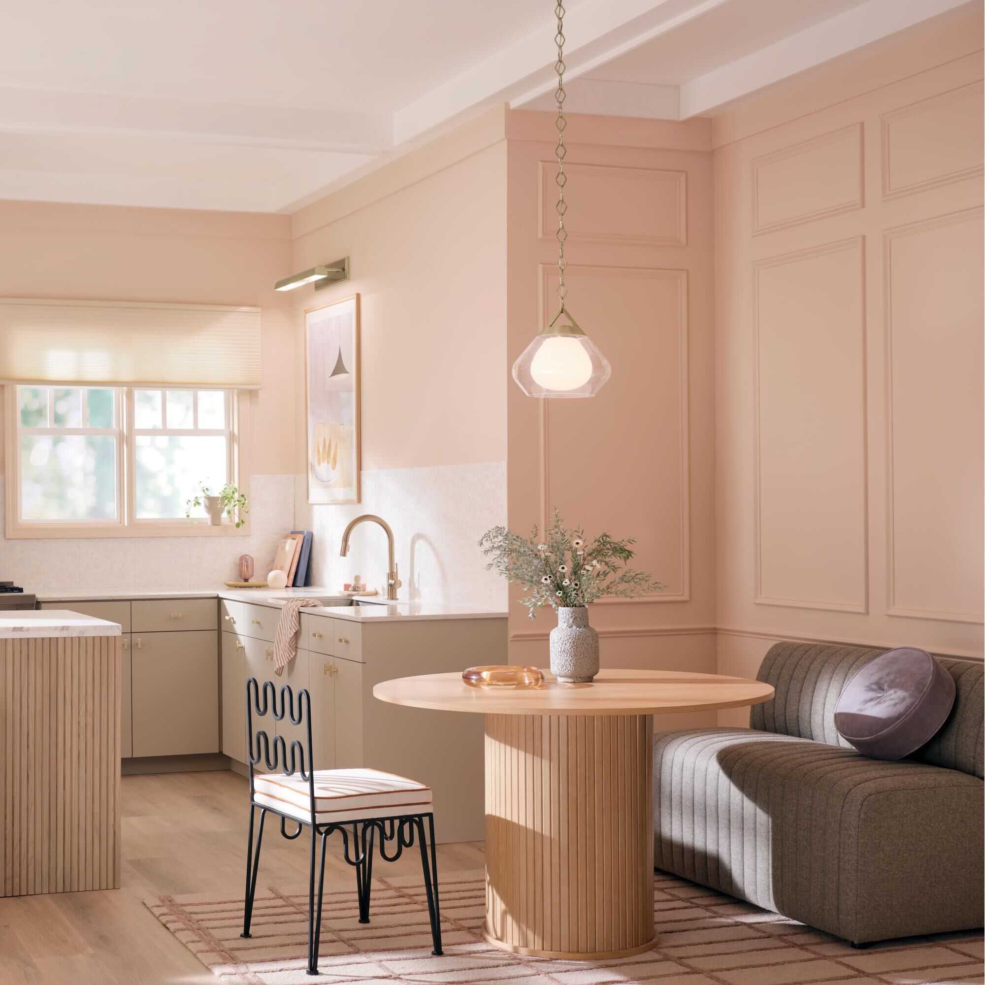 Shown in Champagne Bronze finish and Clear Outer Glass with Opal Interior glass