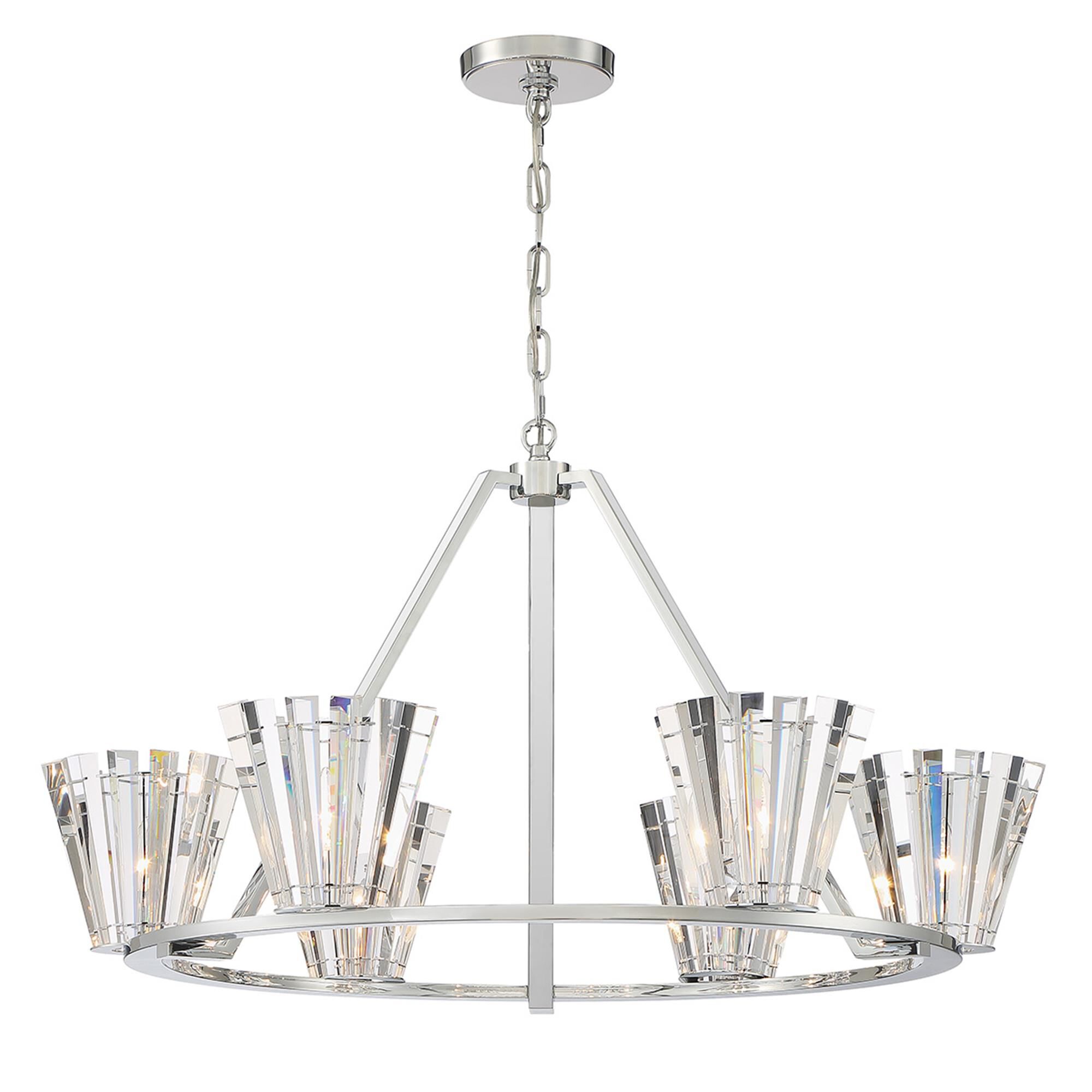 Shown in Chrome finish and Optic crystal and Crystal Prisms glass