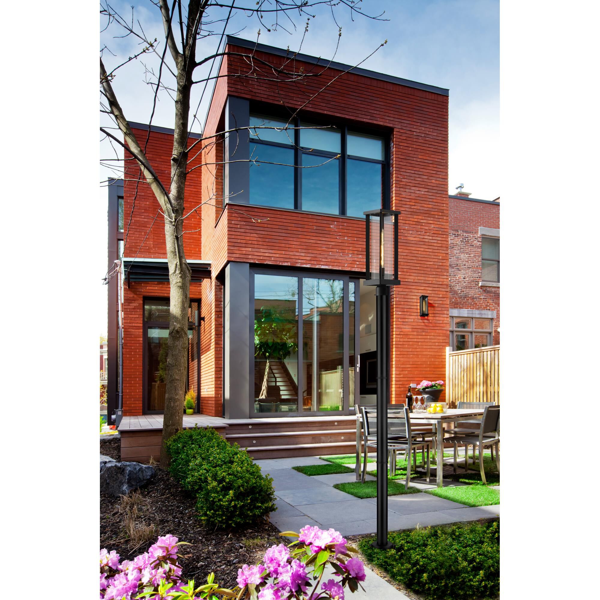 Shown in Black finish and Glass shade