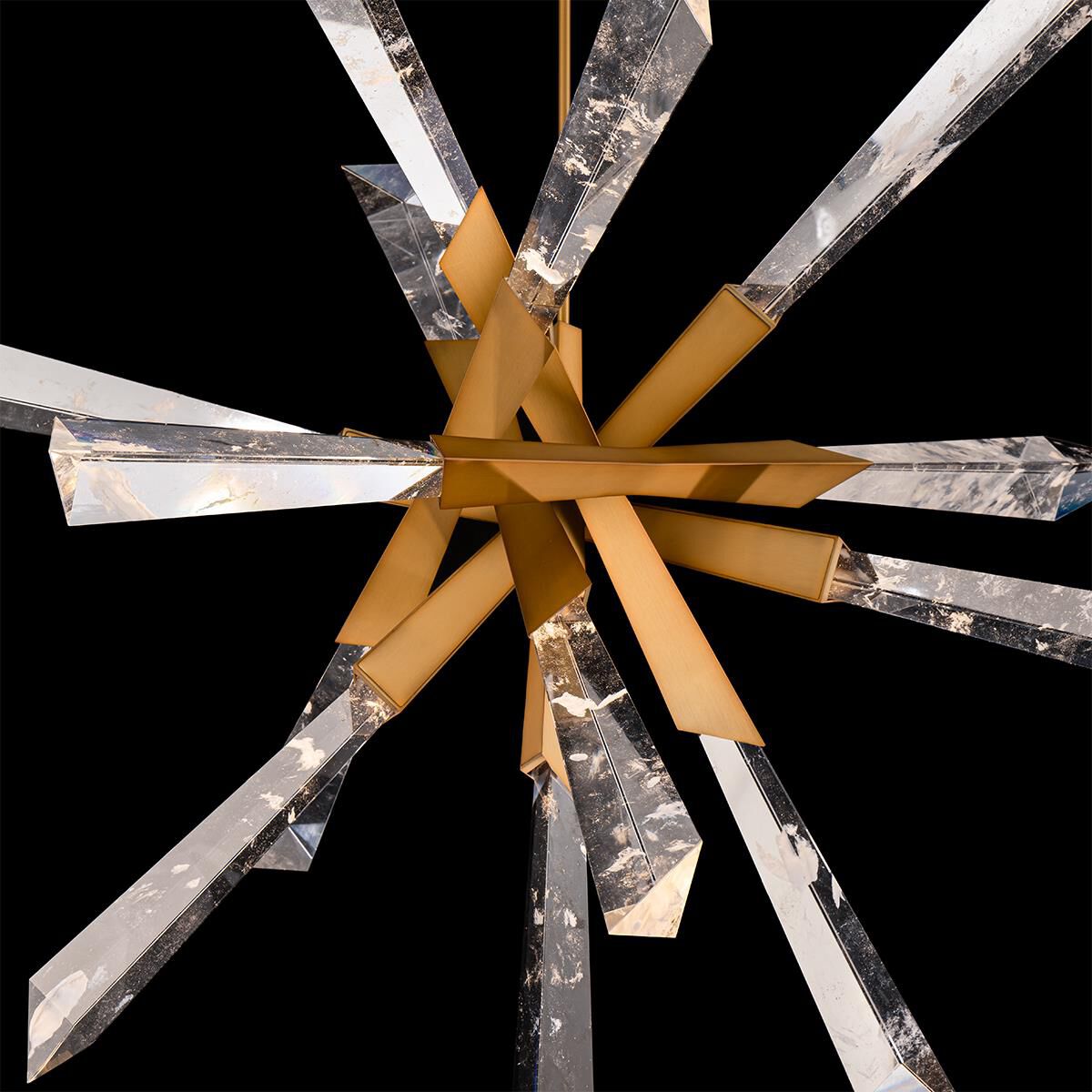 Shown in Aged Brass finish and Optic Haze Quartz crystal